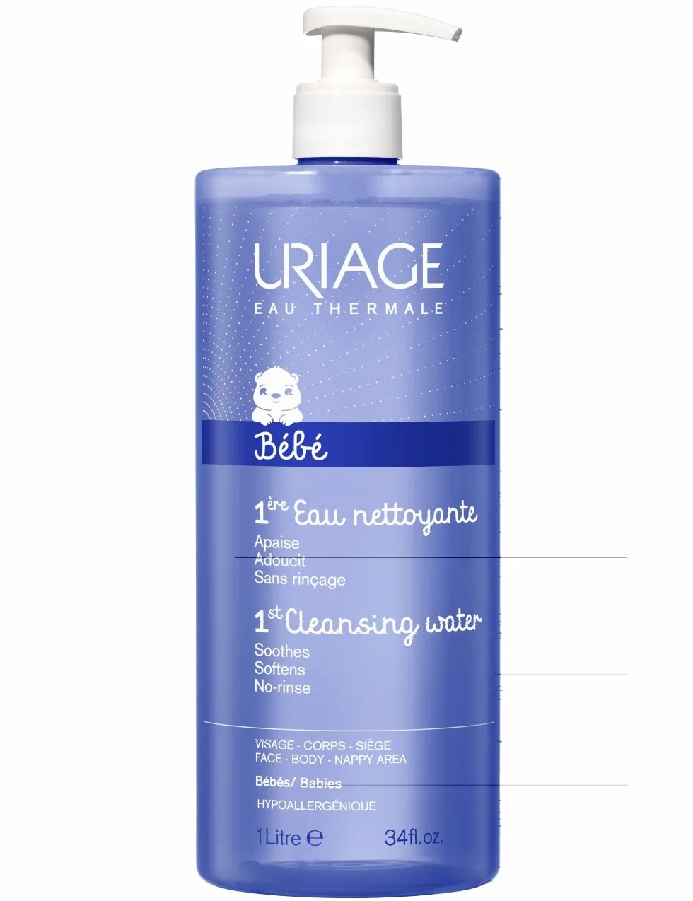Uriage 1ère eau nettoyante sans rinçage bébé 1L