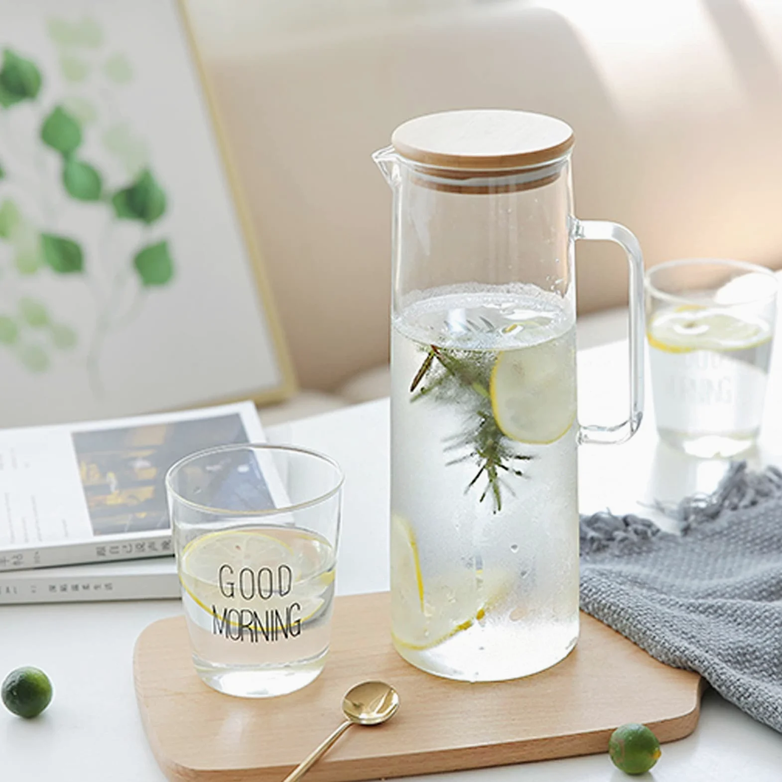 Pichet Pichet en Verre avec Couvercle pichet de thé glacé pichet pichet Chaud Eau Froide Eau thé thé café café Lait et jus de jus de Boisson Carafe Pichets