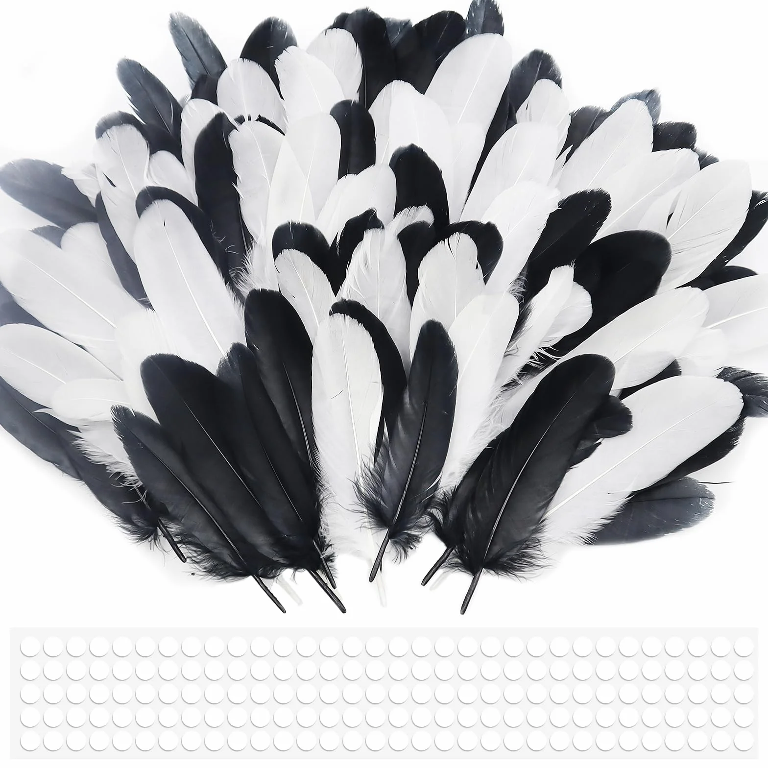 Plumes d'oie Naturelles Noires et Blanches Lot de 200 10-17 cm pour Attrape Rêves Mariages