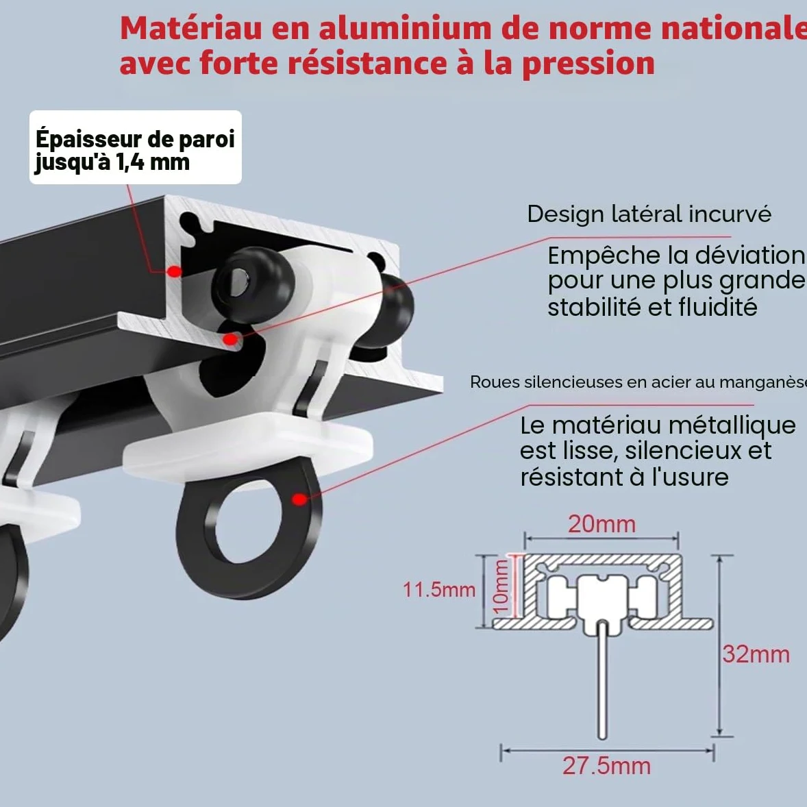 Rail Rideaux Invisible Encastré, Rail De Rideau Robustes Avec Silencieuses Roulettes, Rail De Plafond En Aluminium Pour Séparation De Pièce De 70 À 600 Cm(White,6.0FT/180CM)