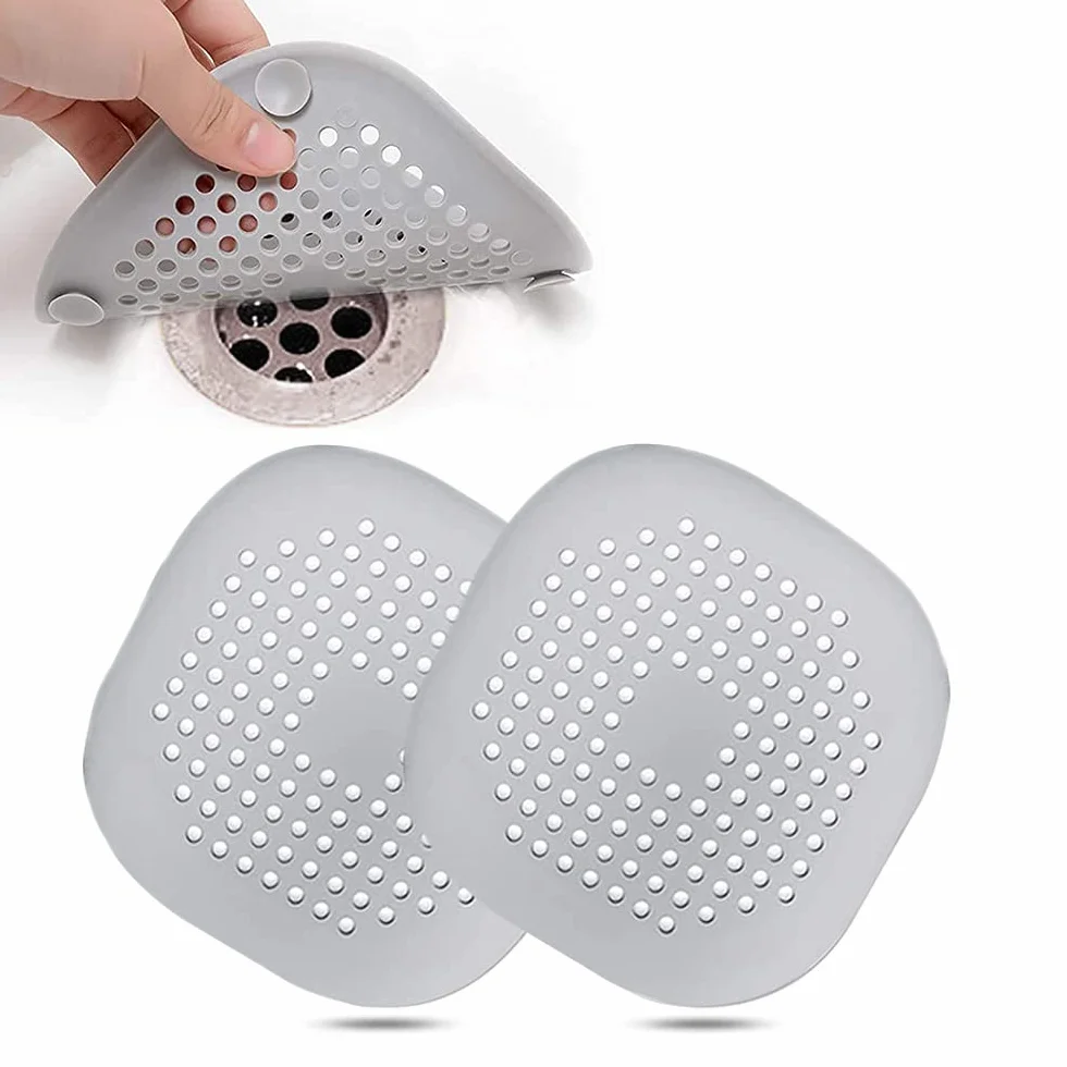 Protection de Drain de Silicone 2 Pcs, Filtre Evier de Cuisine avec Ventouse, Filtre de Baignoire