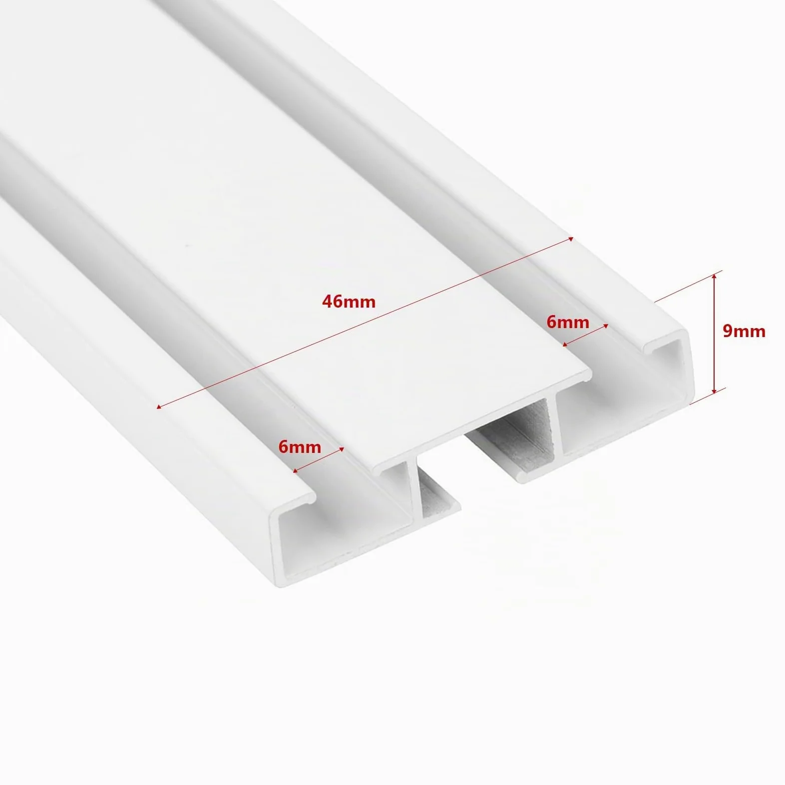 MDEKOR rail de rideau en aluminium 300 cm, 2-en-1 simple/double, montage au plafond, blanc, ensemble complet avec glissières, crochets et supports métalliques, silencieux