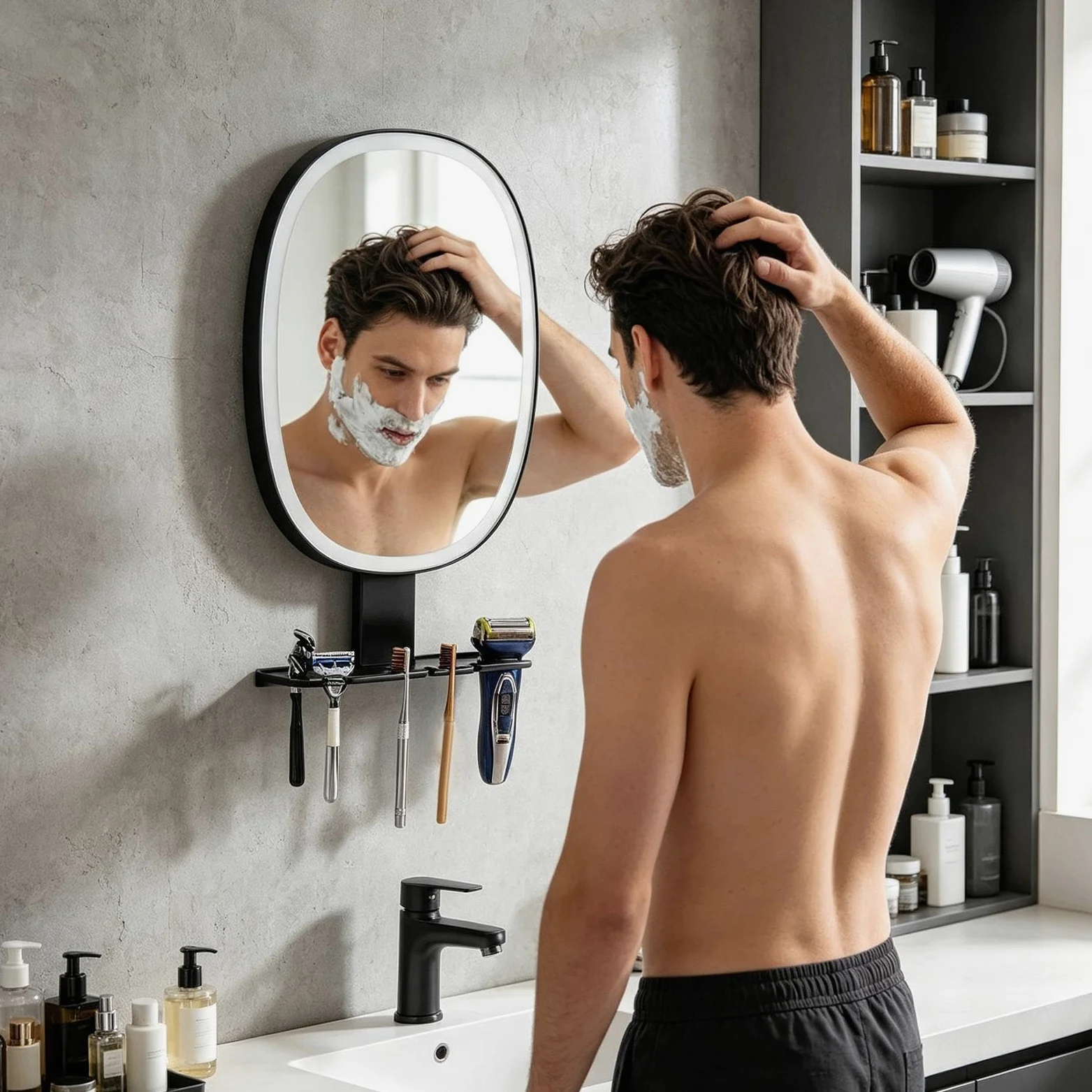 Miroir de rasage pour douche | Anti-buée Touch Control Rechargeable Salle de bain | Miroir de douche incassable pour femme, papa, mari, petit ami, maison, appartement, dortoir, hôtel
