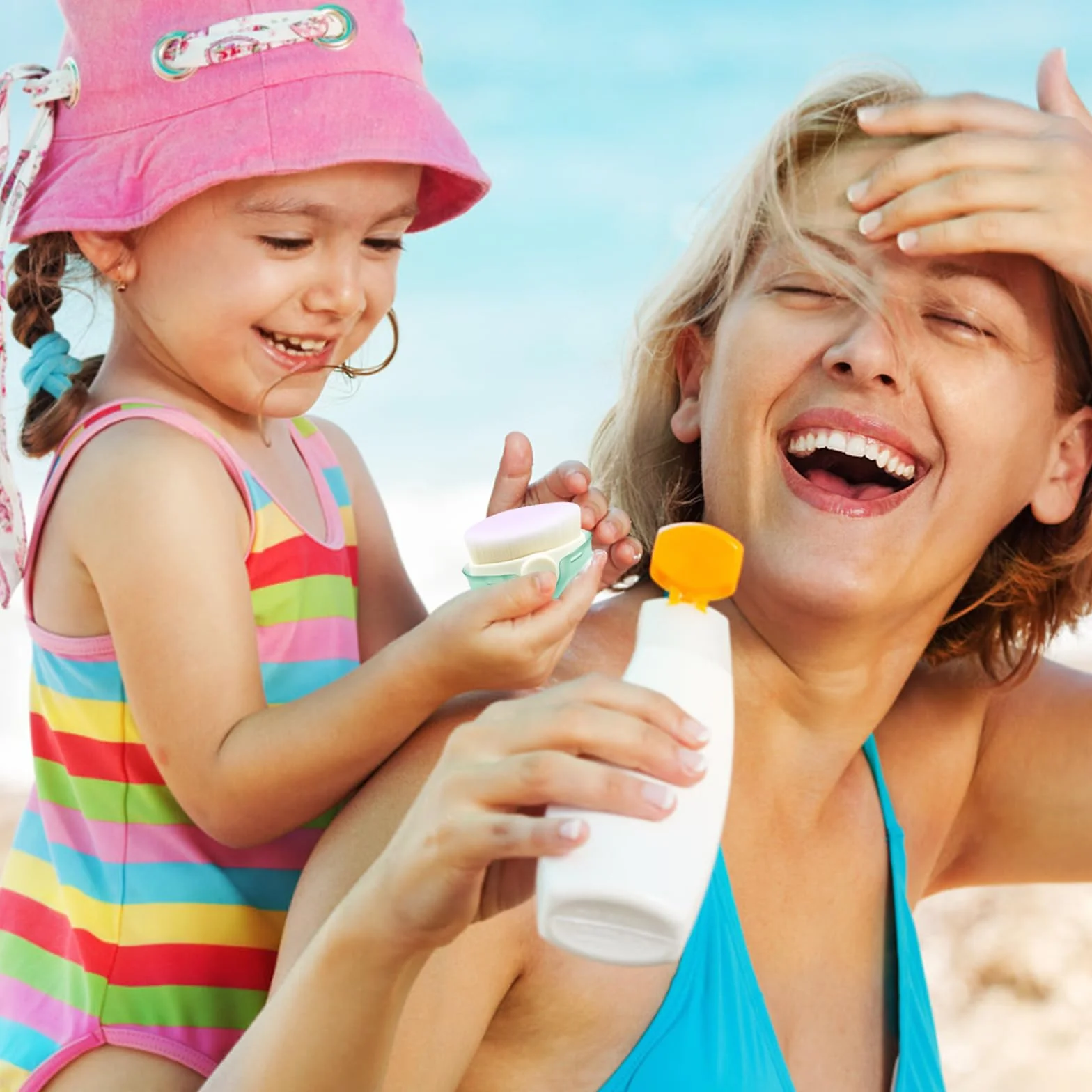 Applicateur de Crème Solaire pour Enfants, Brosse Protection Solaire 2 Pièces avec Capuchons