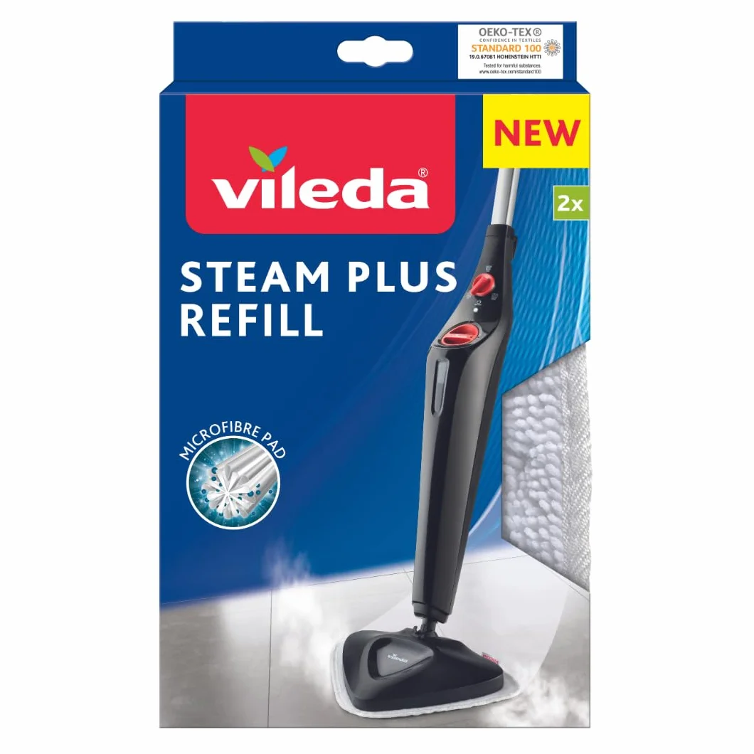 Vileda Recharge pour Balai Pulvérisateur 100°C Balai à Vapeur Blanc 2,5 x 17 x 27,5 cm