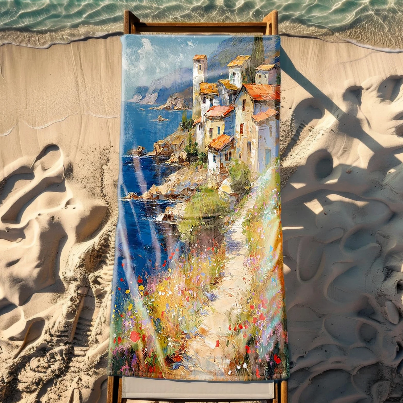 Tapis de Plage XXL Anti Sable Fleurs en Bord De Mer Serviette Piscine Adulte,Natte De Plage Pliable, Voyage Accessoires De Plage Camping,Serviette de Bain Personnalisée