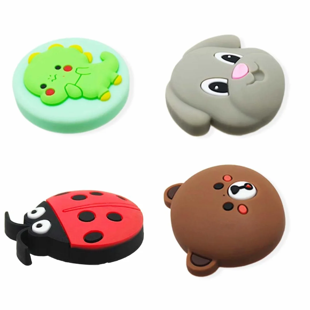 Lot De 4 Poignée Meuble Boutons D'Armoire En Caoutchouc Forme D'Animal Pour Enfants Avec Vis