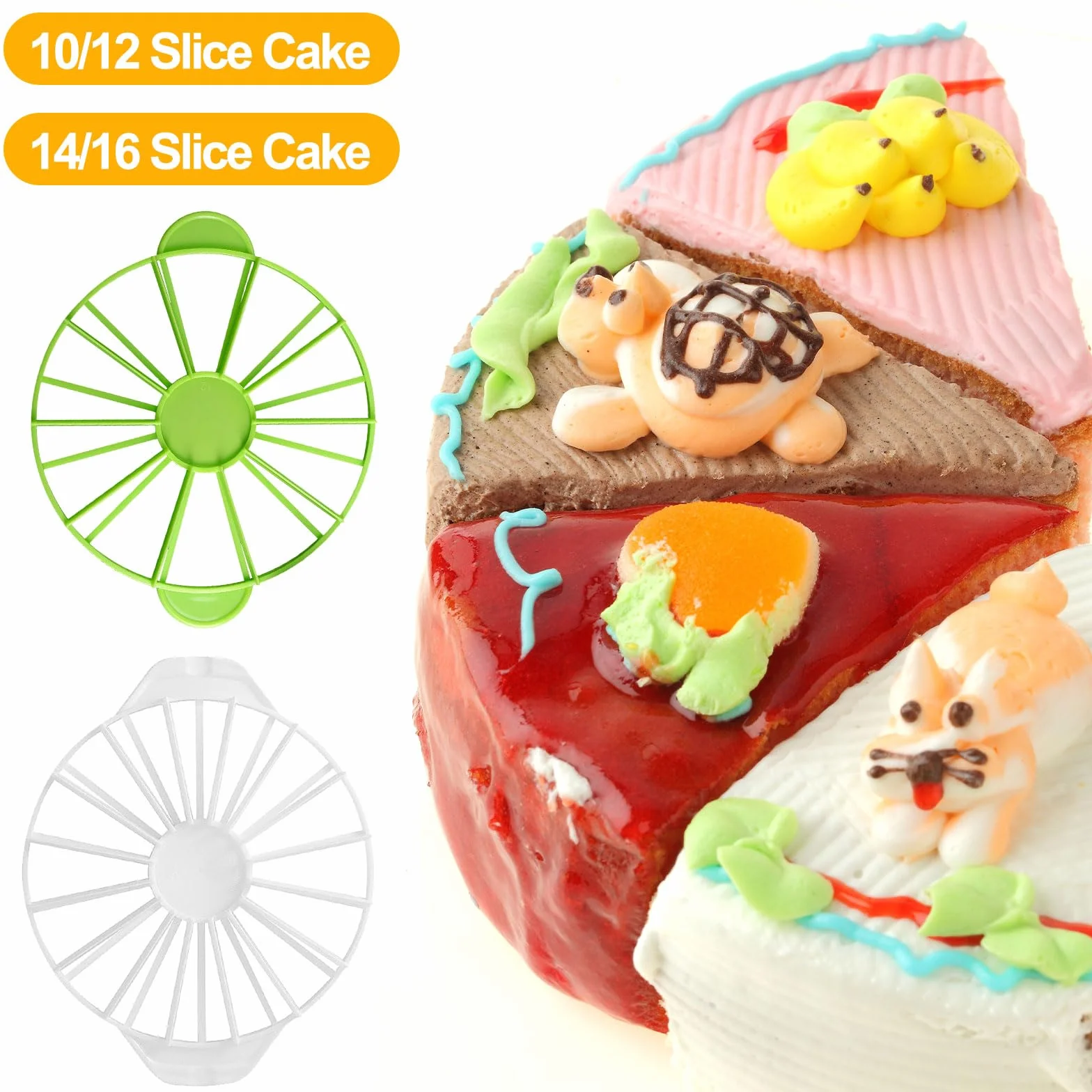 Séparateurs à Gâteau Ronds Plastique Réglables 10/12 Vert 14/16 Blanc