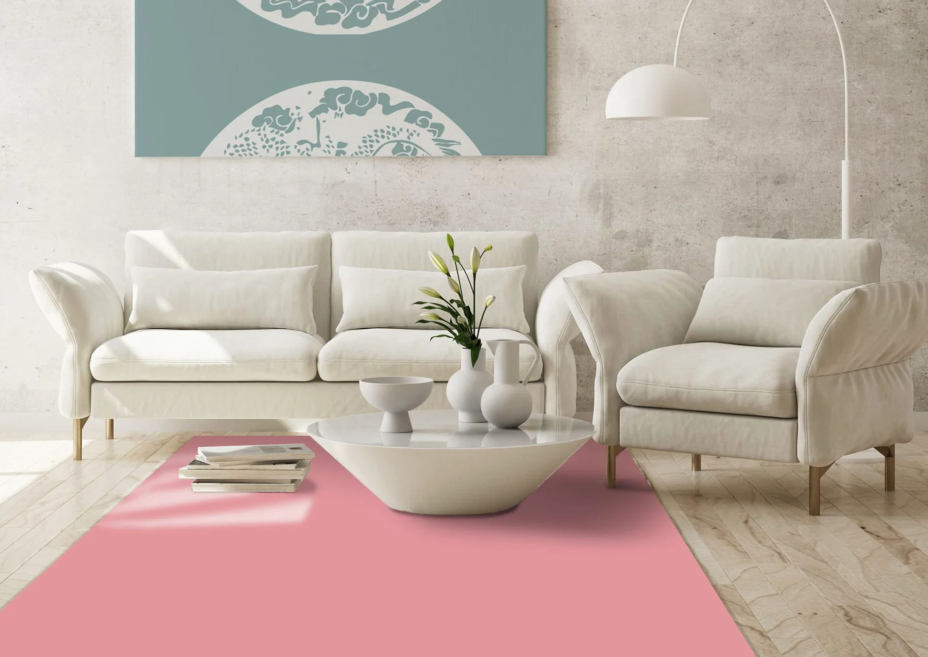 Tapis Vinyle du Sol Cuisine Salon - Différentes Tailles - (Plate Rose 80x120 cm)