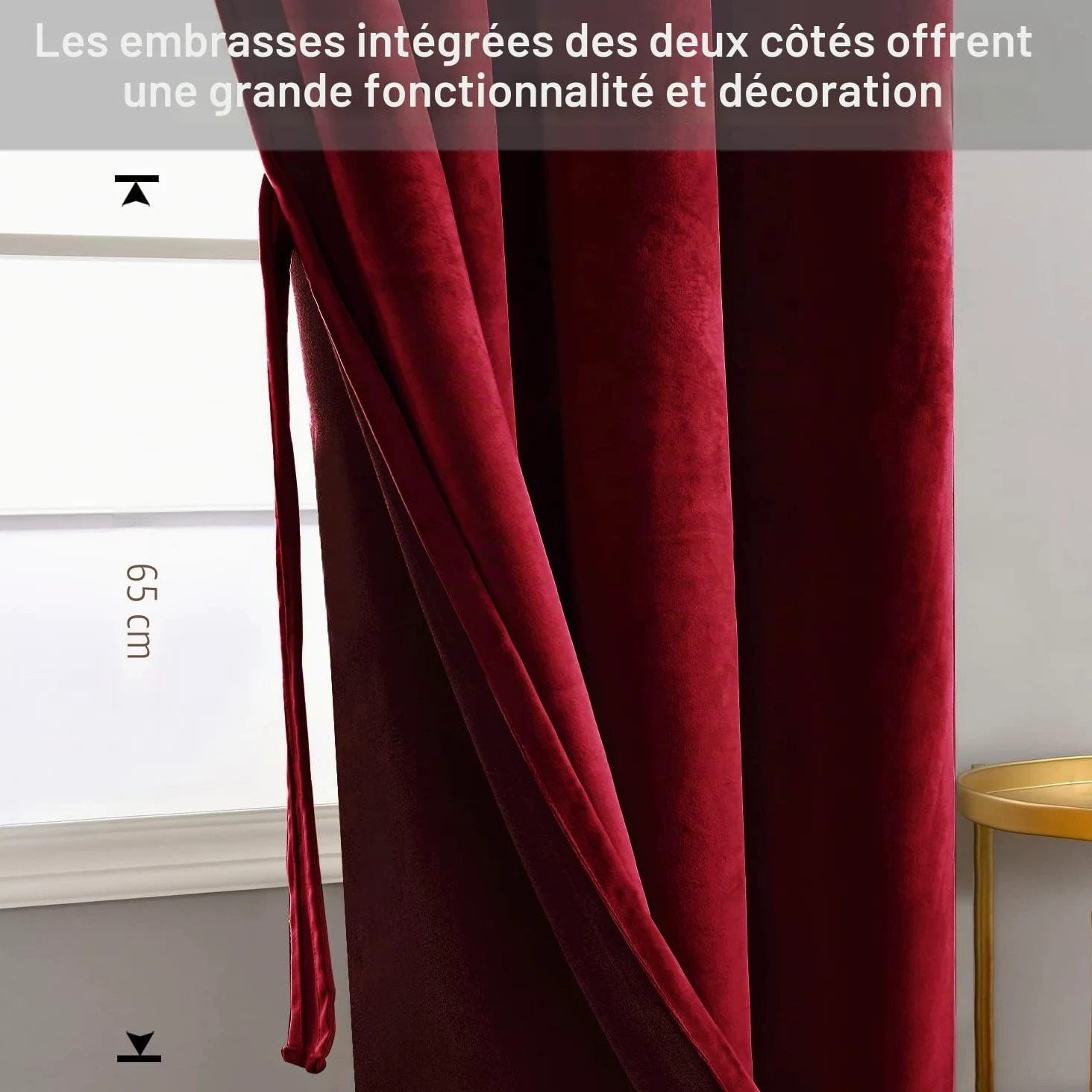JIUZHEN Décorations de Noël Lot de 2 Rideaux Velours Occultants Doux et Opaques à Oeillets Rideau Thermique Isolant Anti Chaleur et Frois pour Chambre Décoration 140x260cm (LxH) Rouge Bordeaux