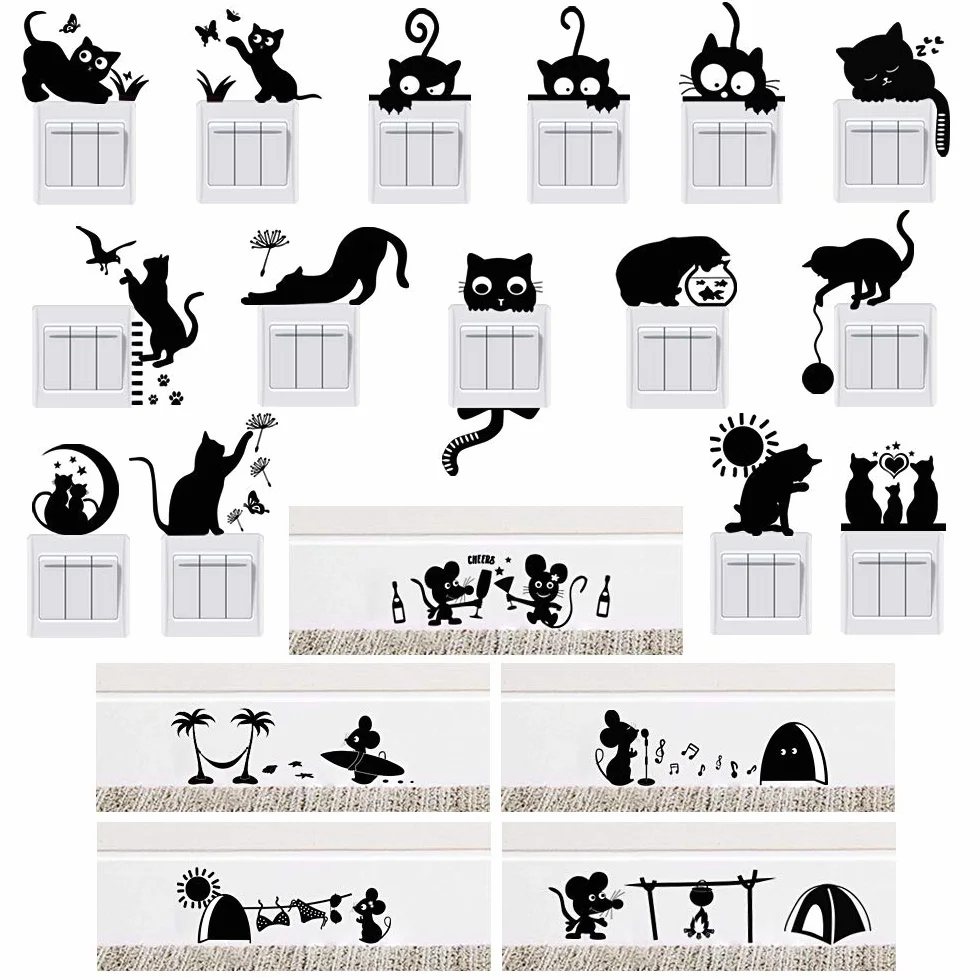 MEJOSER Interrupteurs Stickers Commutateur Autocollant Noir PVC Imperméable 20PCS
