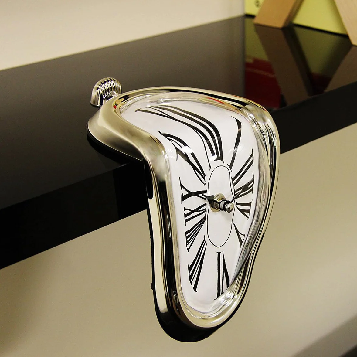 Horloge de Table déformée Salvador Dali Fondue Argentée