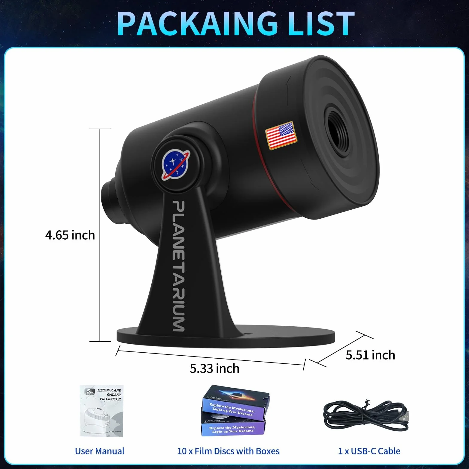 VanSmaGo Projecteur Ciel Étoilé Galaxie, Galaxy Projecteur Chambre 360° Rotatif avec Minuterie