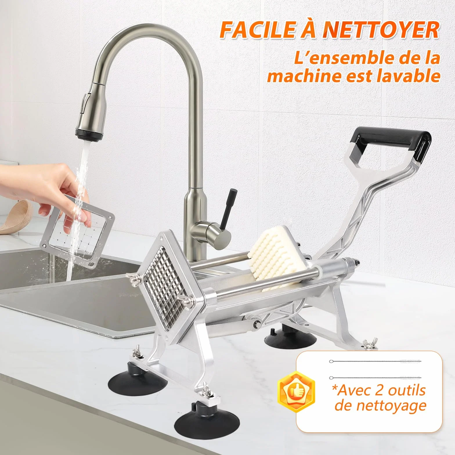 Anatole Coupe-Frites Lames Acier Inoxydable 6mm 9mm 13mm 8-Coin Trancheuse Légumes Commerciale