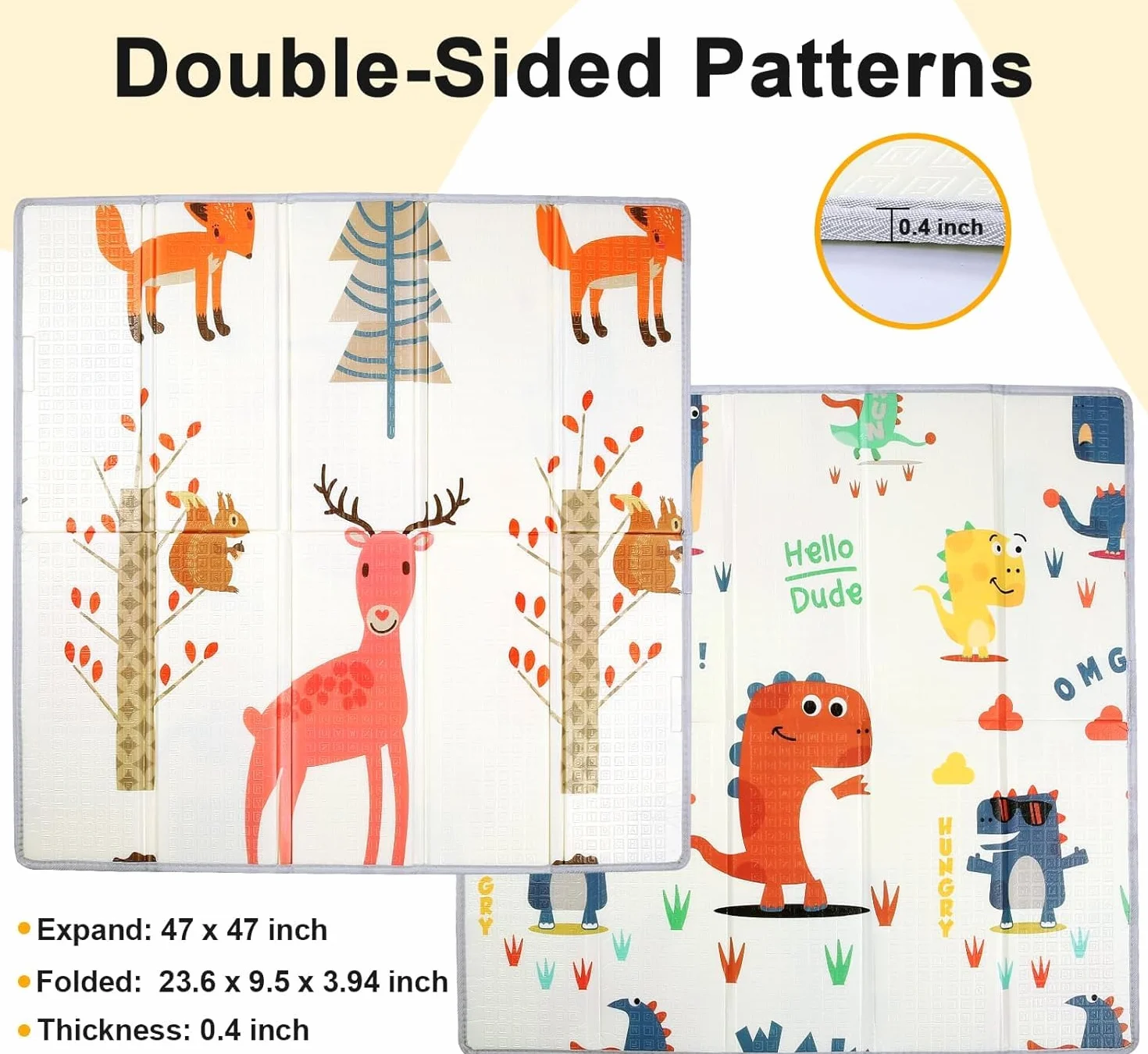 Tapis de Jeux Bebe Pliable 120x120CM XPE Antidérapant Imperméable Reversible