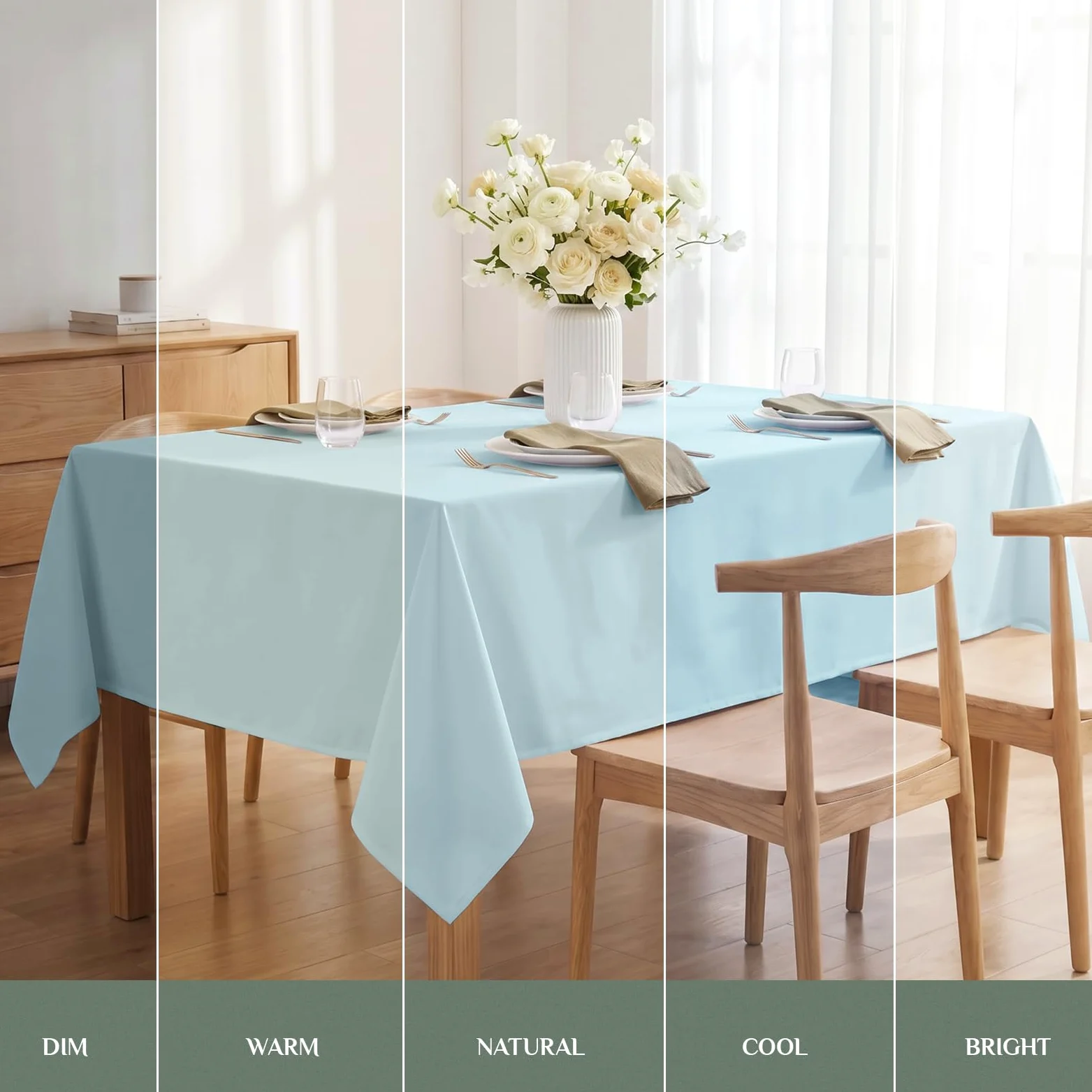 Softalker Nappe rectangulaire imperméable et résistante aux taches en tissu infroissable lavable en polyester 210 g/m² pour salle à manger, fête, buffet, mariage (228,6 x 396,2 cm, bleu clair)