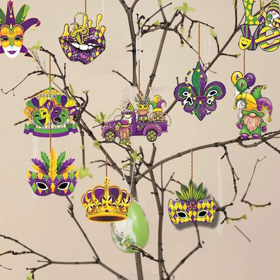 Mardi Gras Suspendus 36 Pièces Etiquettes Artisanales Carnaval Ornement Fête