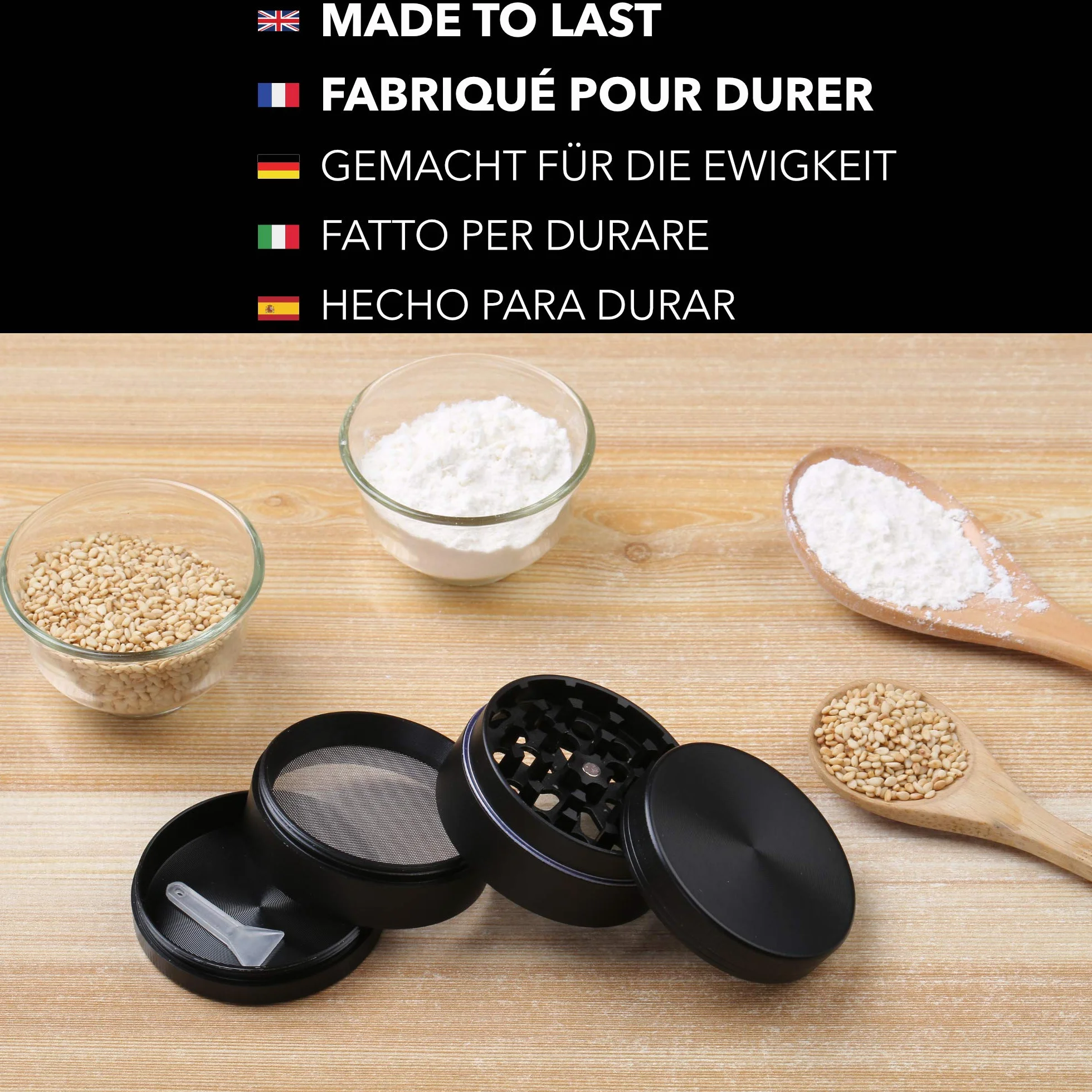 Moulin à Epices 4 Parties 55x40mm Filtre Mini Spatule