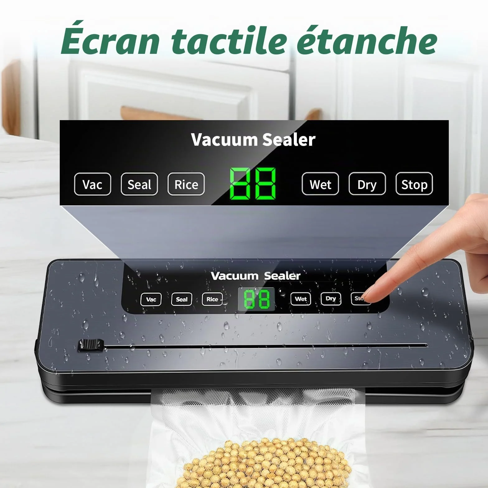 Machine Sous Vide Alimentaire 6 en 1, Multifonction avec 50 Sacs, Automatique Secs et Humides, Couteau Coupe et Tuyau