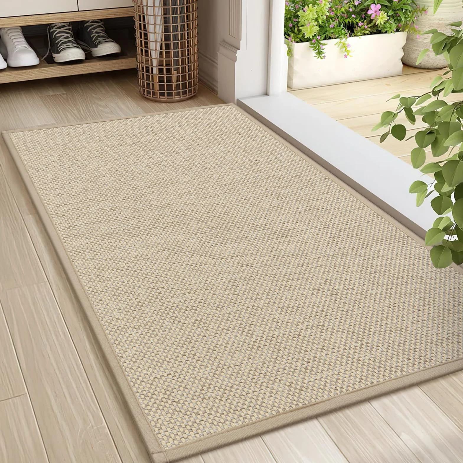 LEKEEPGO Tapis Entree Interieur Antidérapant 60 x 90 cm Lavable Kaki