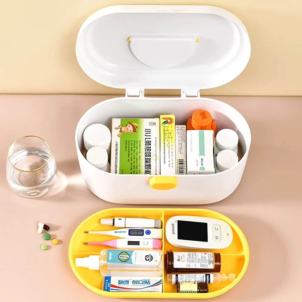 Trousse de Secours/Boîte Médicaments Petite boîte médicale Boîte de premiers secours boîte de rangement en plastique portable Boîte de rangement en plastique de premiers soins de la famille 11.02 pouc
