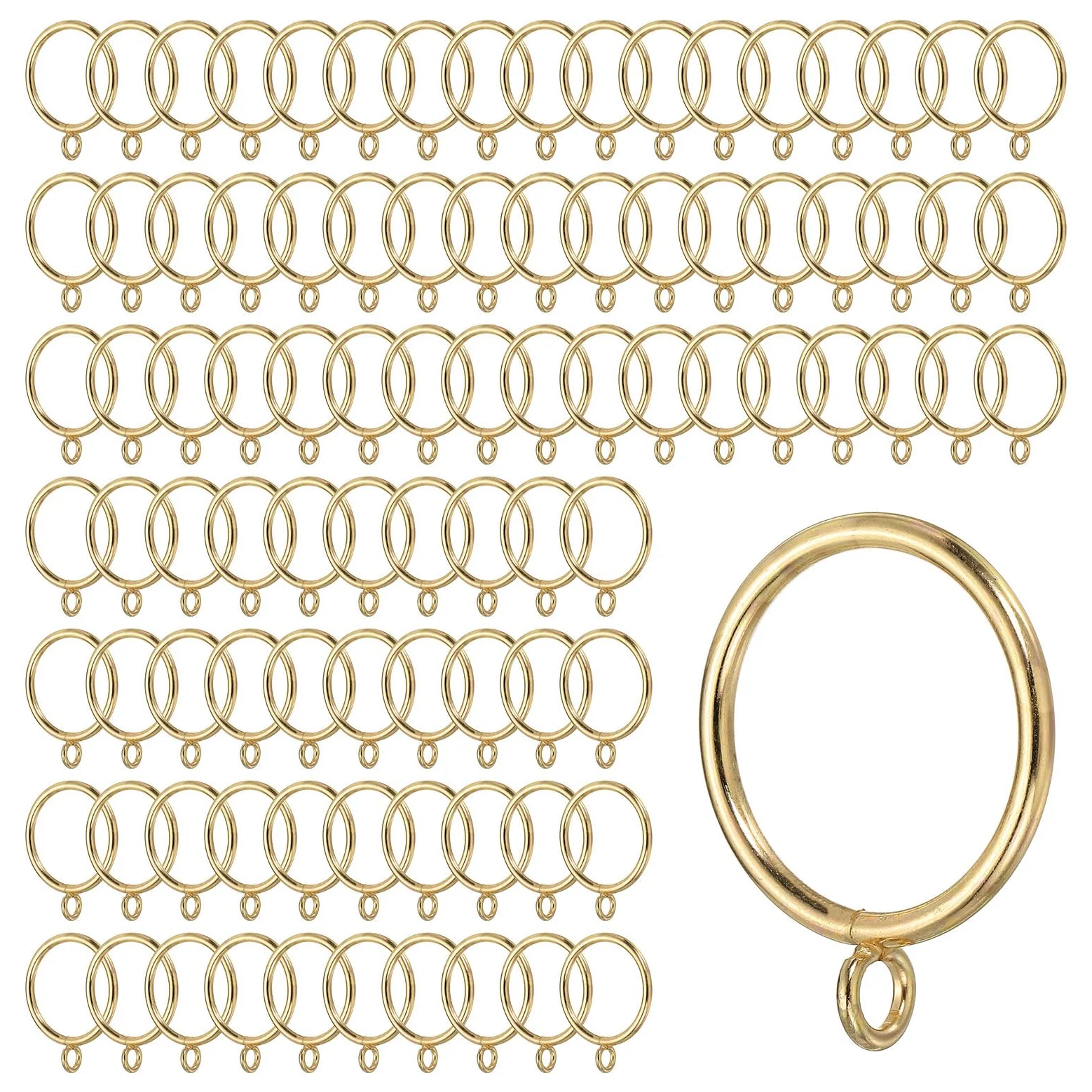 DTGN Anneaux de rideau avec œillet 38 mm de diamètre intérieur, doré | Lot de 100 anneaux de suspension en métal pour rideaux, fenêtre, porte, séparateur de salle de douche