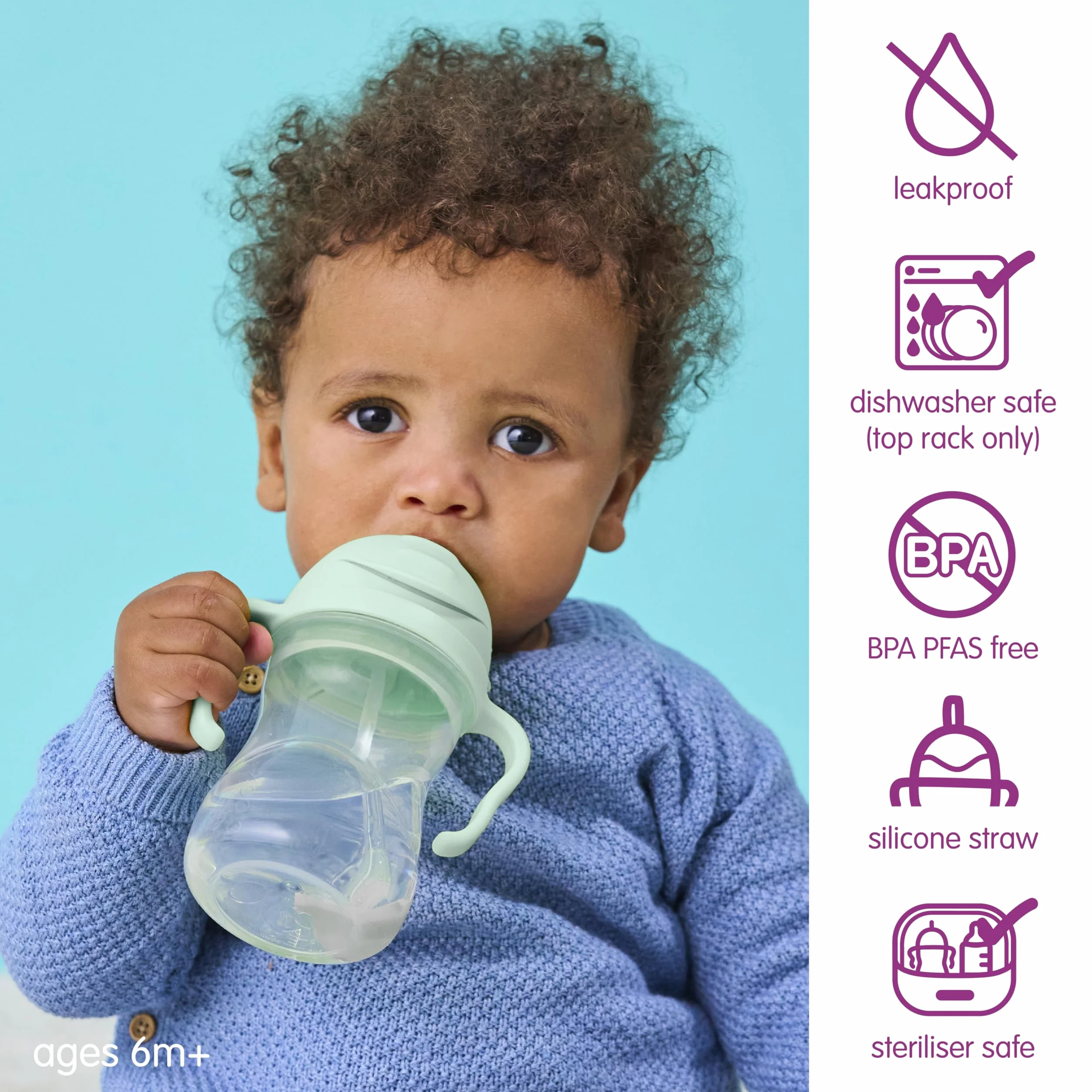 b.box Tasse à Paille Lestée 240 ml Sans BPA Passe au Lave-Vaisselle Dès 6 Mois