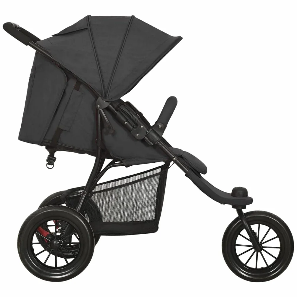 Poussette 3 Roues Tout Terrain de Jogging Pliable pour Bébé - Anthracite Acier