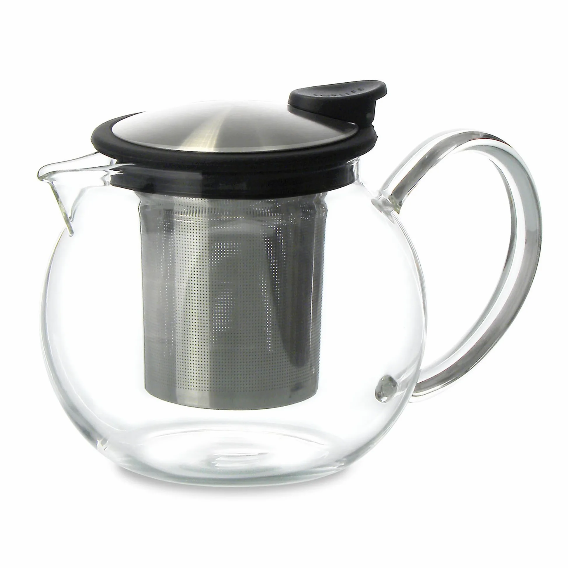 Forlife Théière en verre avec infuseur Panier, 25-ounce, noir graphite