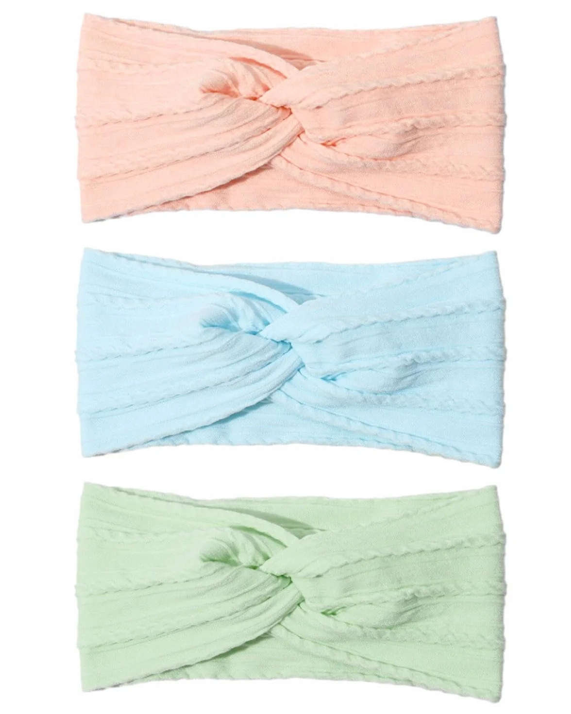 Lot de 3 bandeaux pour bébé fille 0-3 mois, doux et mignons (bleu, rose clair, vert)