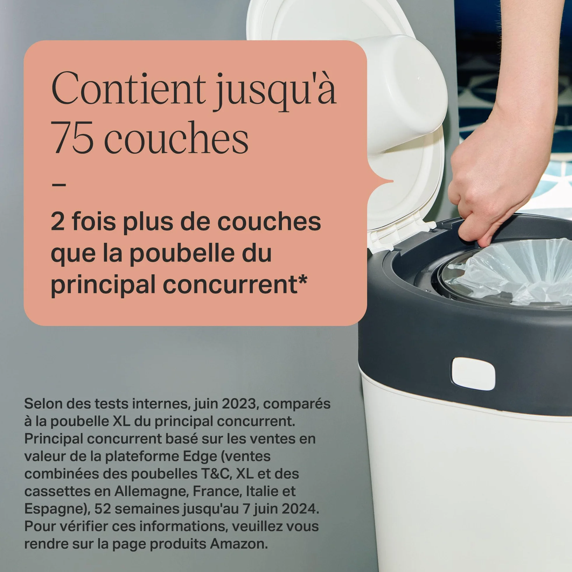 Tommee Tippee XL Poubelle à Couches Twist and Click, Blanc