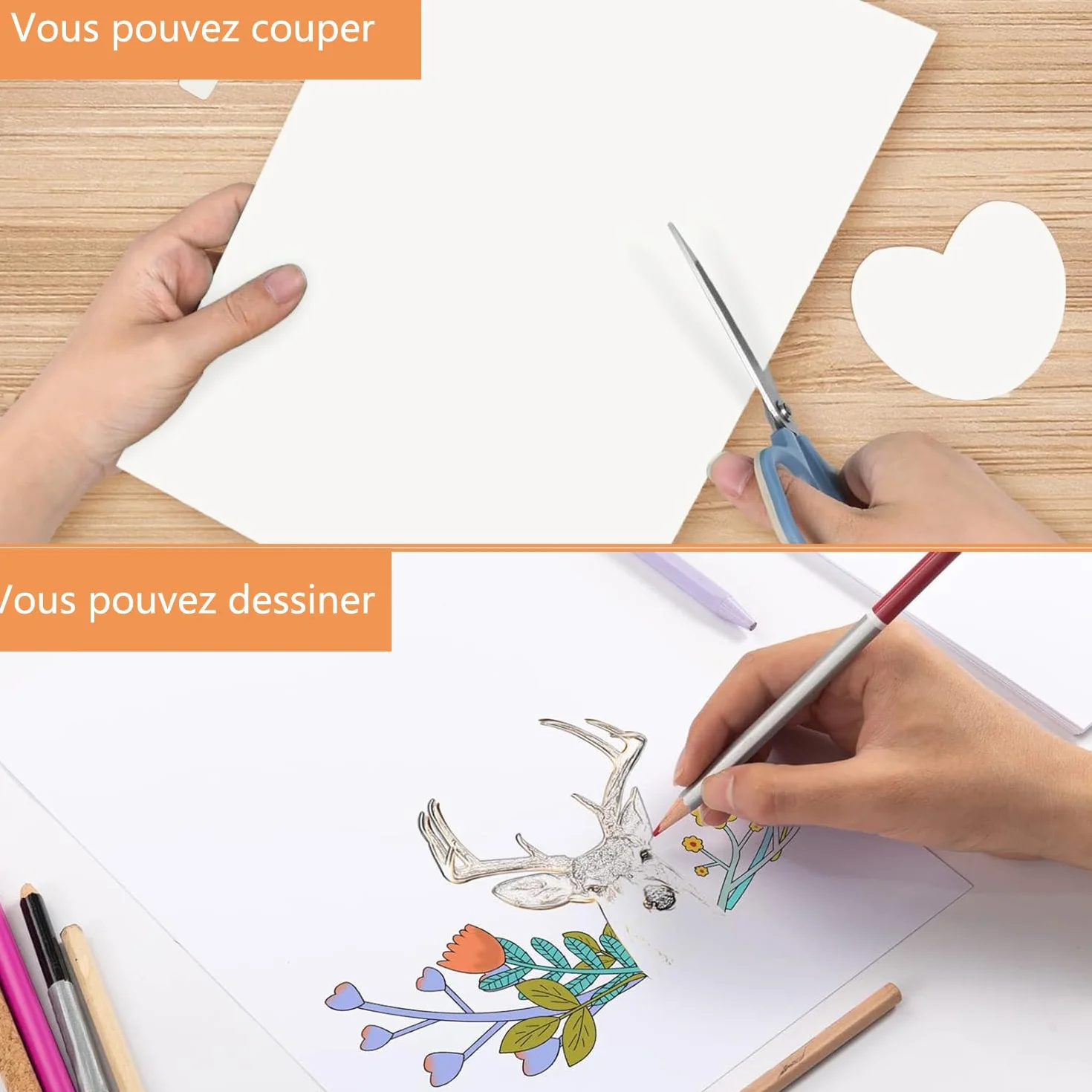 Papier cartonné blanc A4 250 g/m² Lot de 25 feuilles pour bricolage cartes scrapbooking