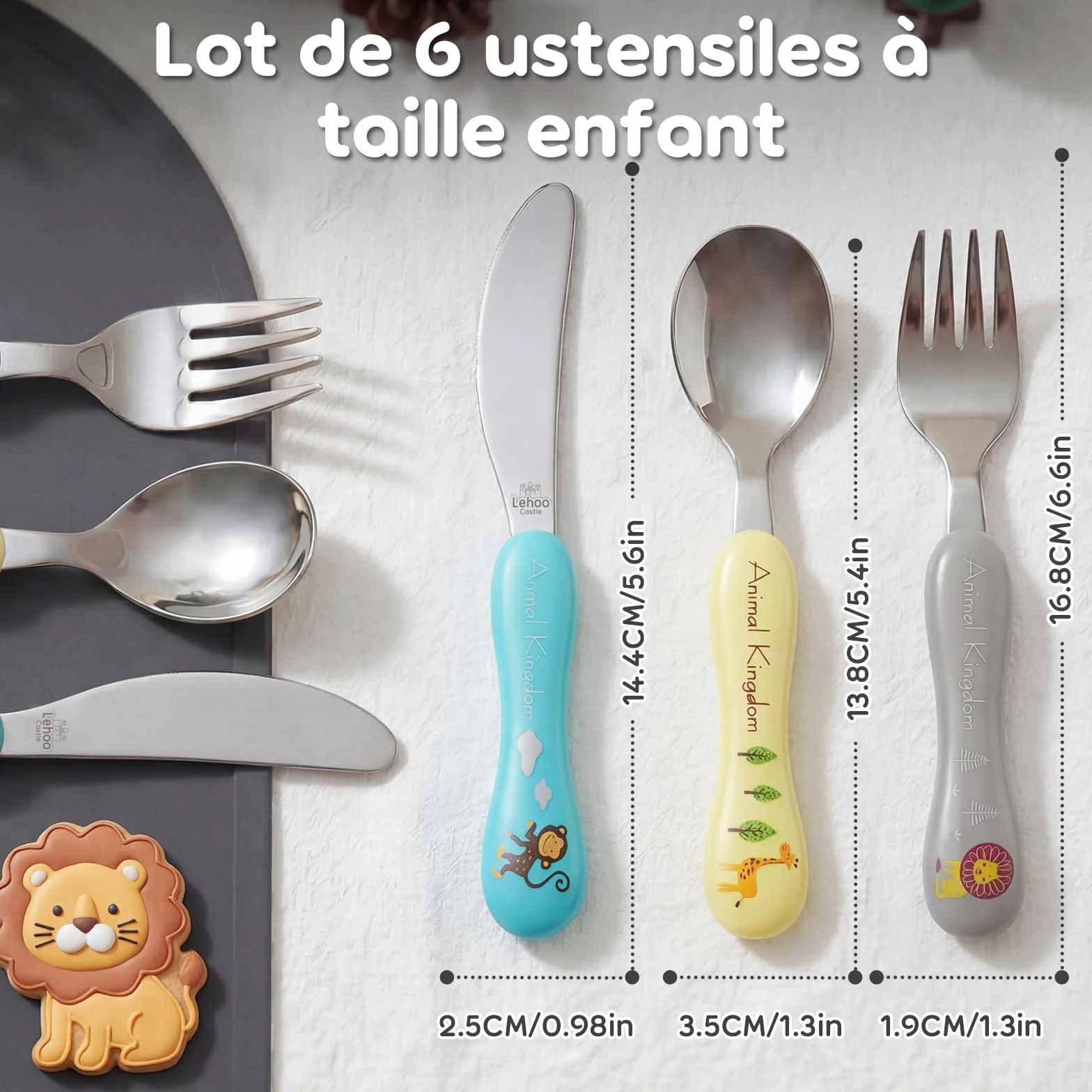 Lehoo Castle Couverts Enfant 6 Pièces Set Couvert Bébé Garçons Filles