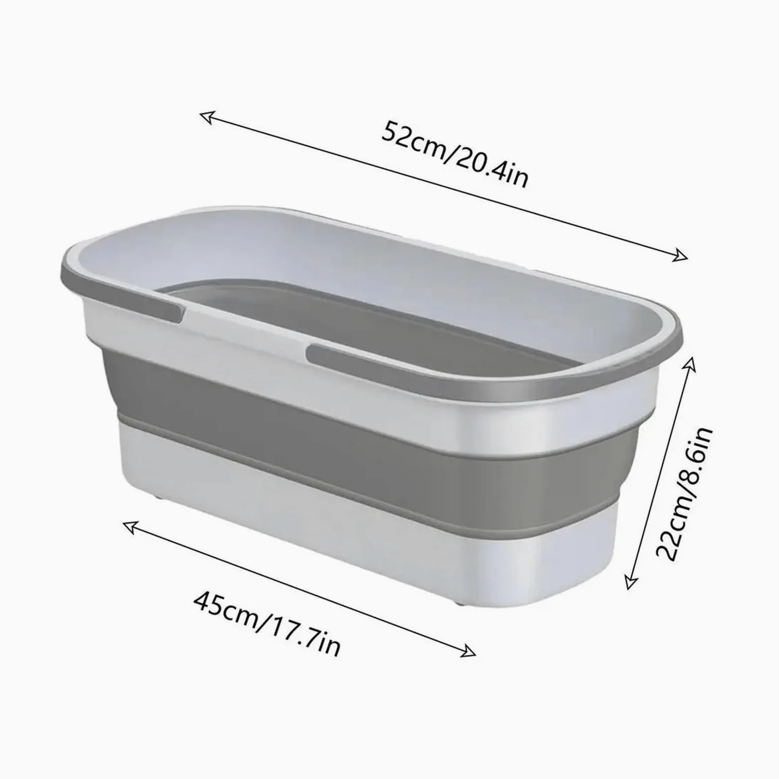 Vadrouille à Seau Pliante, Portable, Pliable avec Roue, Bassin Multifonctionnel, Articles ménagers, Camping-Car(White Gray)