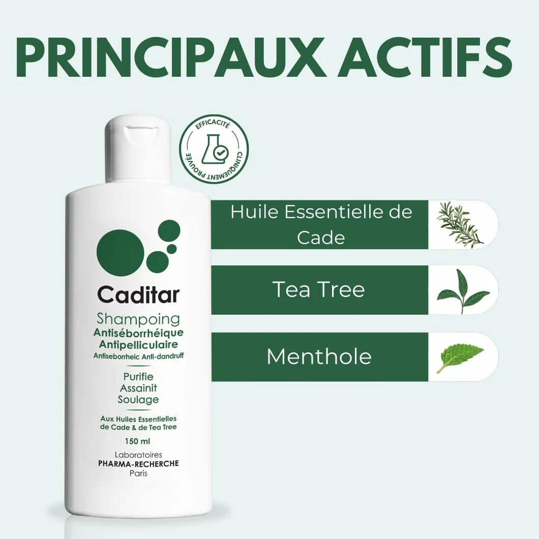 Caditar Antiséborrhéique Shampoing Assainissant 150ml Sans Parabène Sans Silicone Fabriqué en France