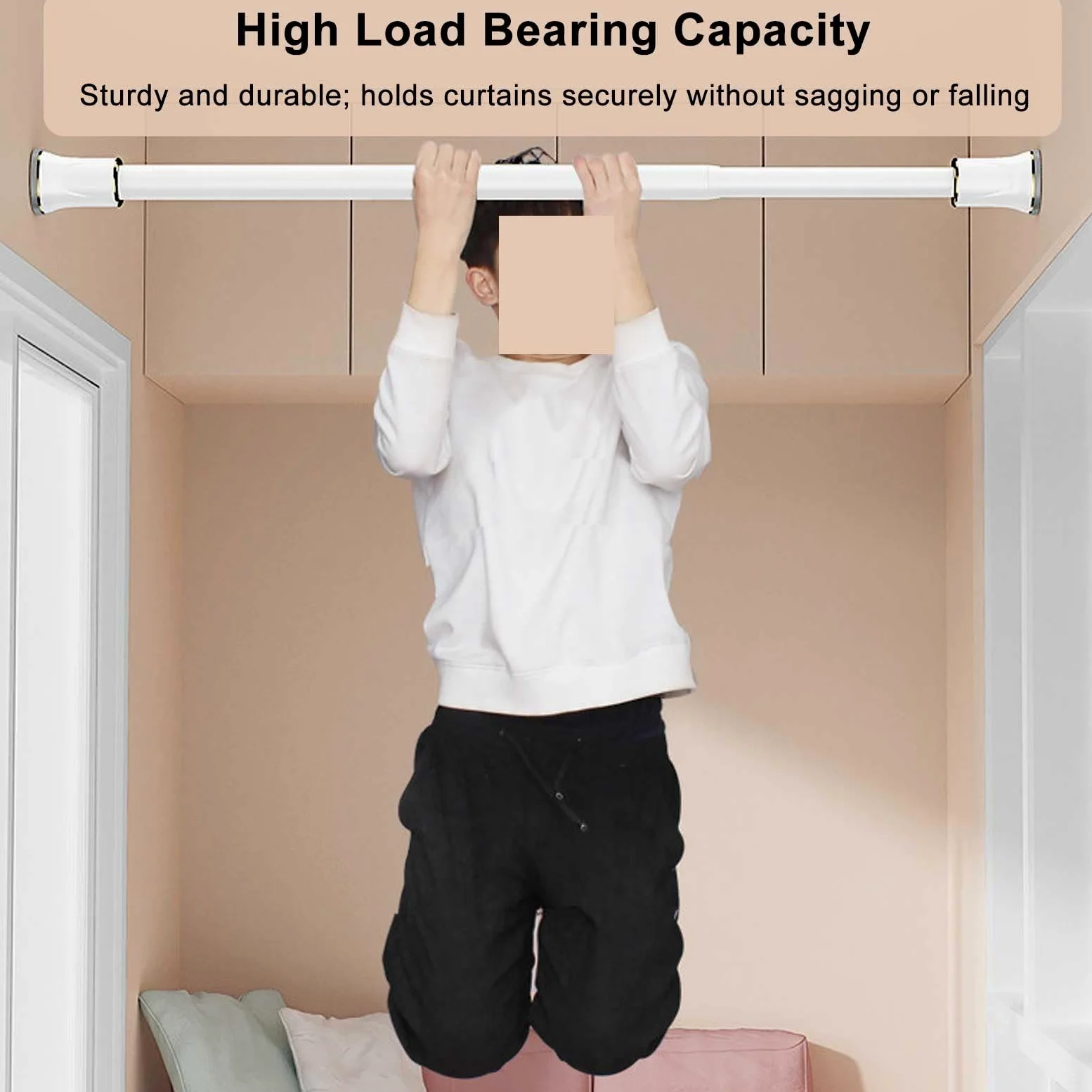 Tringle Rideau Sans Percage Extensible, Tringle de Douche Réglable de 0,7 à 4,7 M, Antirouille pour Salle de Bain, Placard, Fenêtre, Séparation de Pièce(Gray,0.9-1.6m/35-63in)
