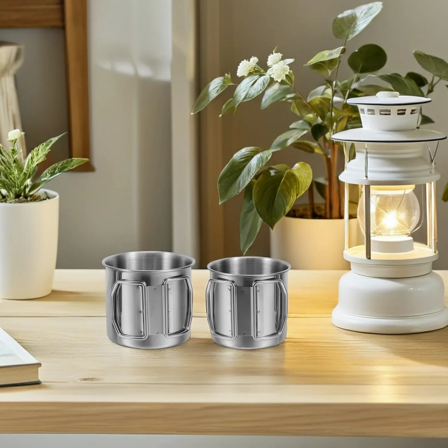 Set Couverts Camping Pliables Ustensiles Cuisine Randonnée Kit Vaisselle Pique- Acier Inoxydable Léger Matériel Cuisine Extérieur
