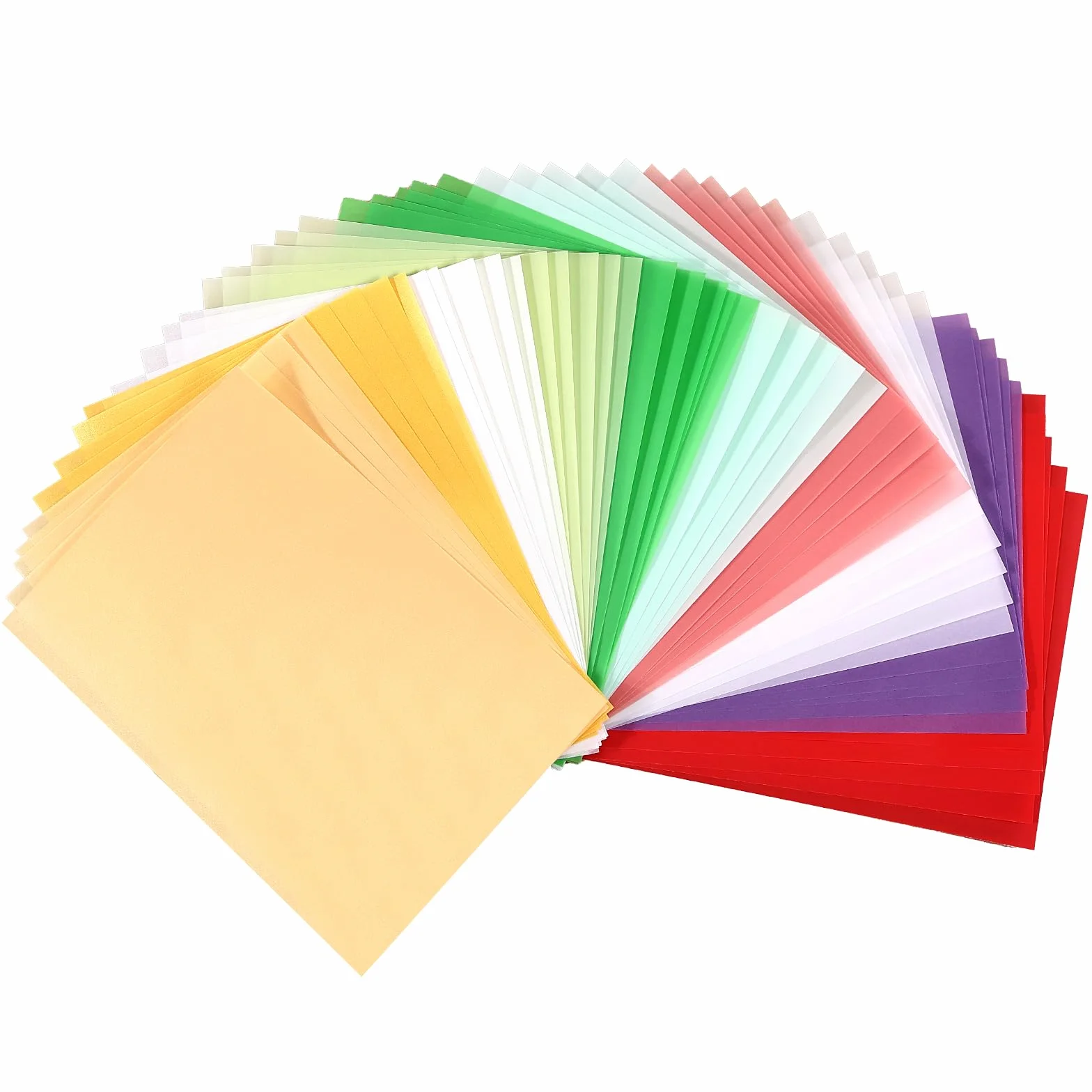 Papier Calque Coloré 100 g/m² Lot de 50 Feuilles 10 Couleurs Transparent Imprimable avec Or et Argent