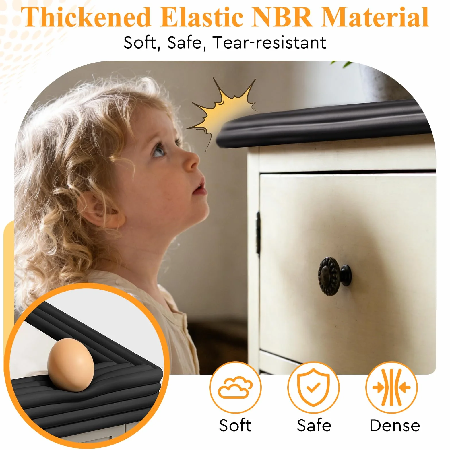 Bord en Mousse de Table Meuble Protection 6M 8 cm Large 0,8 cm Haut Autocollant Noir