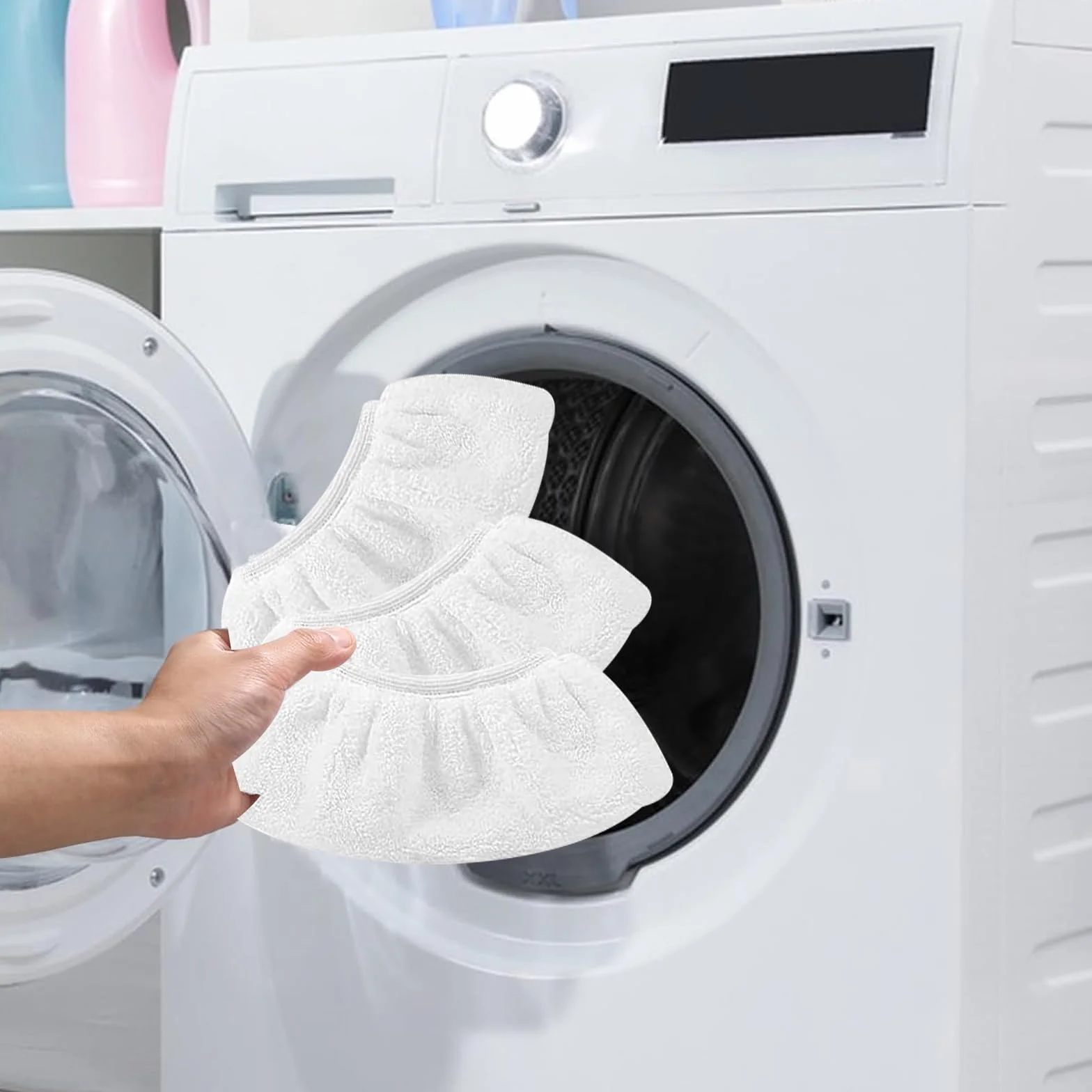 Bonnettes Microfibre Lingettes Blanc Accessoire Nettoyeur Vapeur 12Pcs