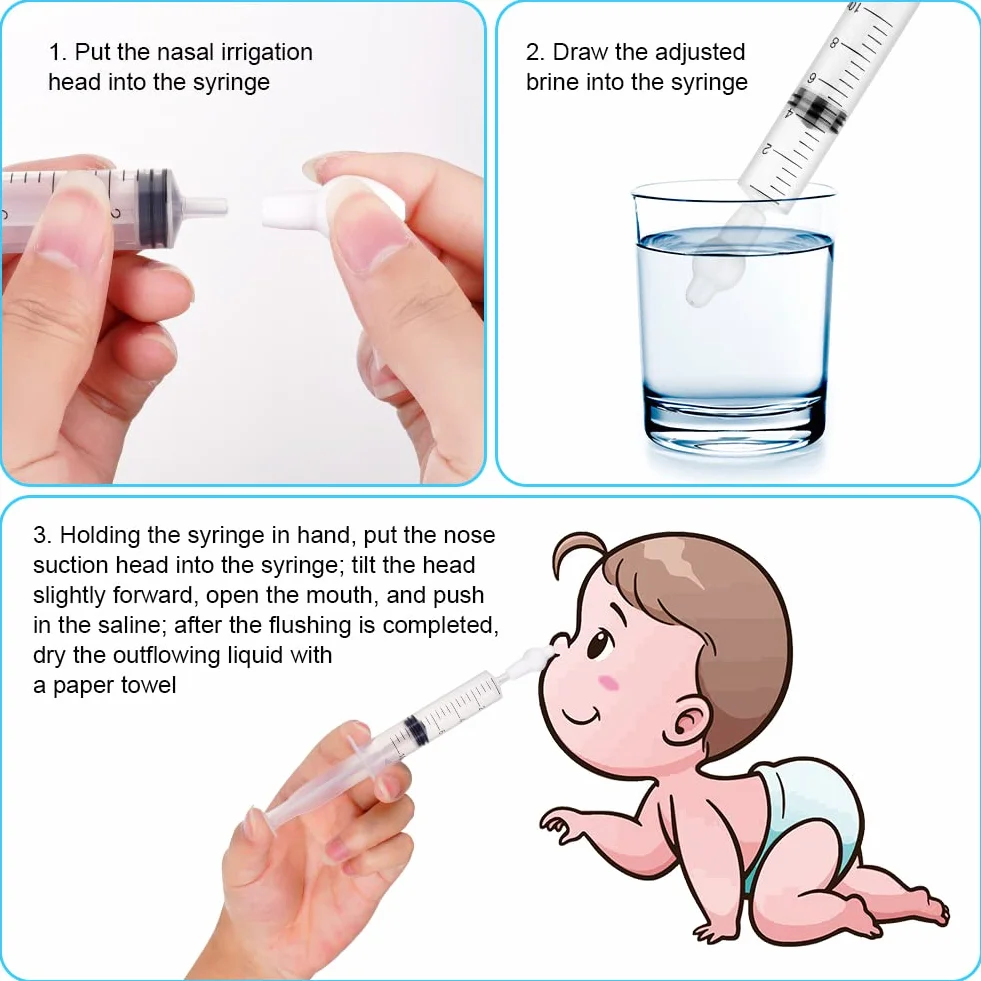 Embout Seringue Nasale Bebe Silicone 4PCS Remplacement Mouche Bebe Blanc