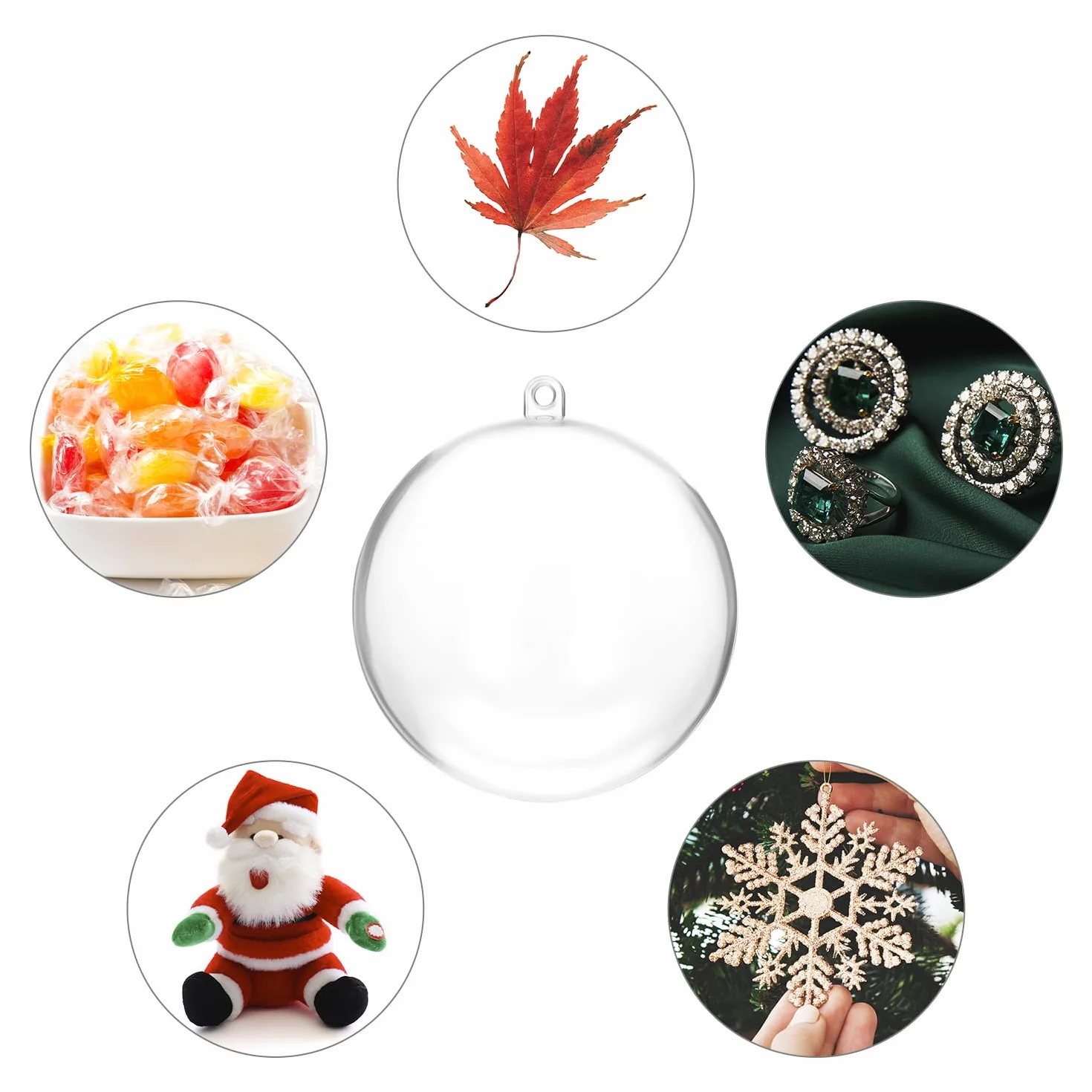Boules en Plastique Transparentes Ø8 cm pour Noël - 20 pièces QWORK