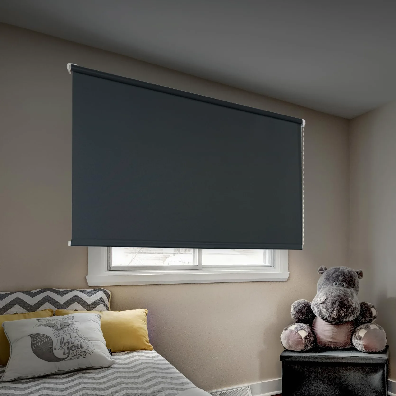 Store Occultant sans Perçage Store Enrouleur Opaque Thermique Isolant, Protection Solaire Facile à Installer pour Fenêtre Couleur Gris foncé 150x180 cm (Largeur du Tissu 149 cm) STORESDECO