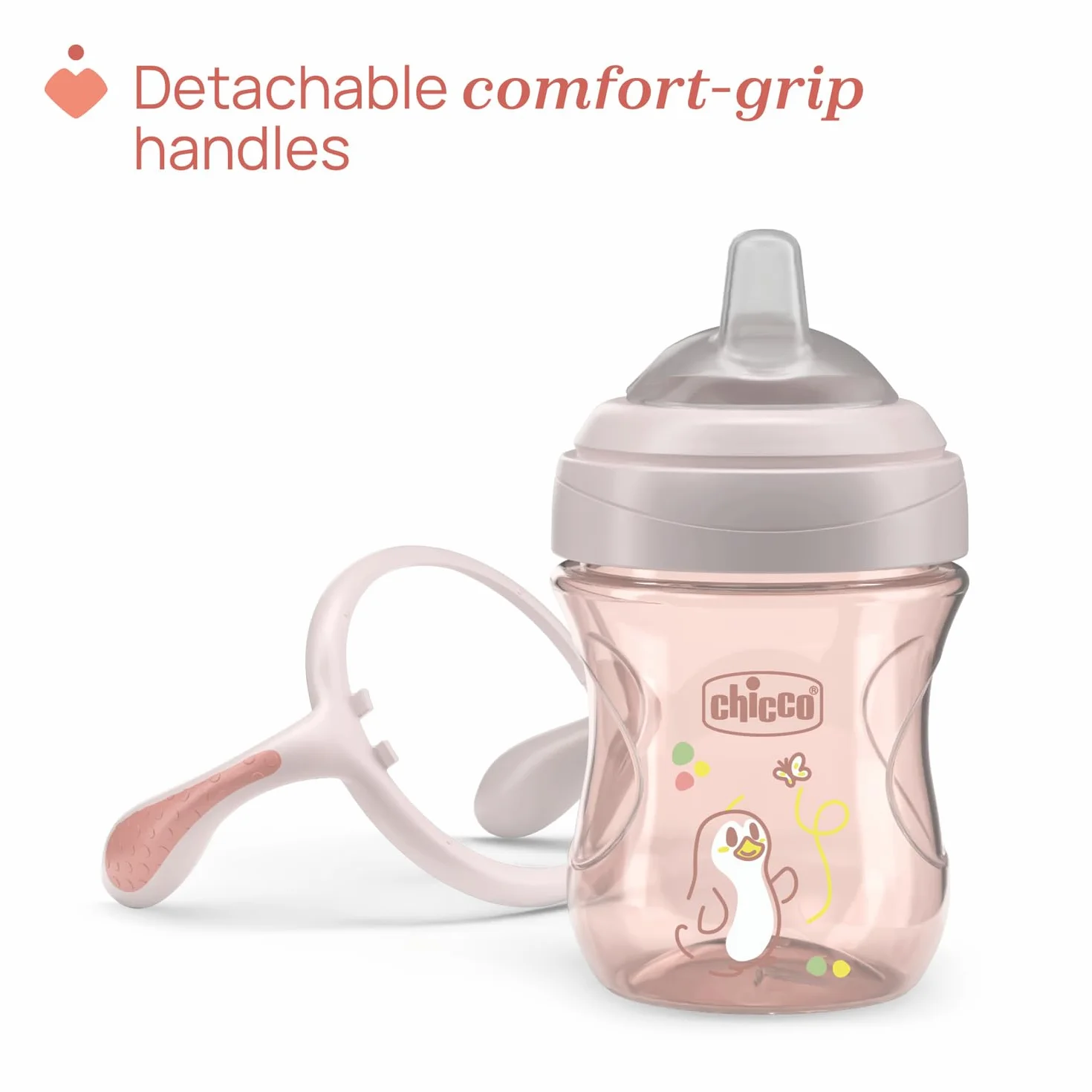 Chicco Coupe anti-goutte Transition Cup bébé 200ml 1 tasse biberon 4 mois bec ergonomique silicone double valve anti-antiolique sans BPA Rose