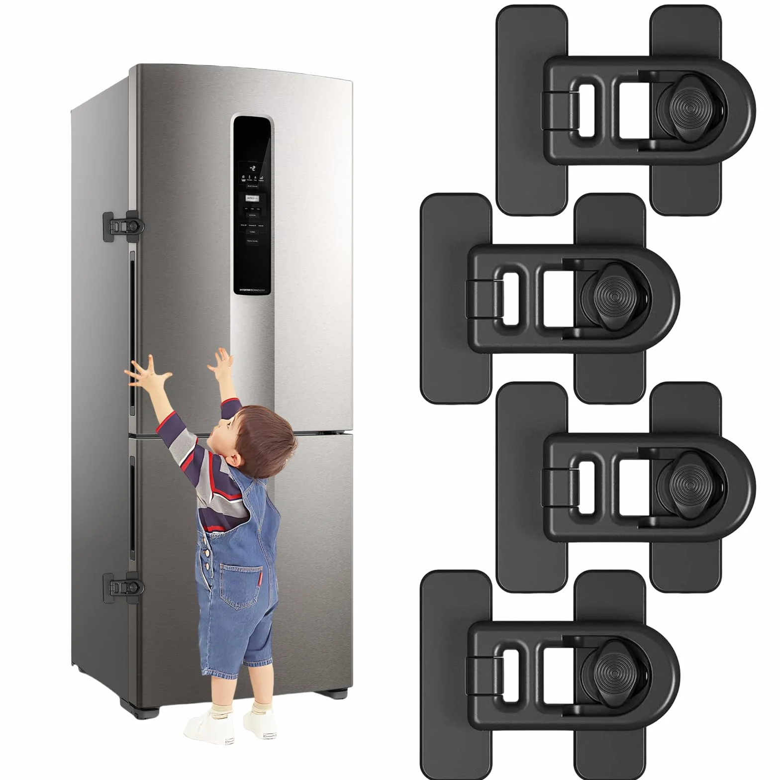 Serrure Sécurité Enfant pour Placard Fenêtre Frigo avec Adhésif Puissant, Noir