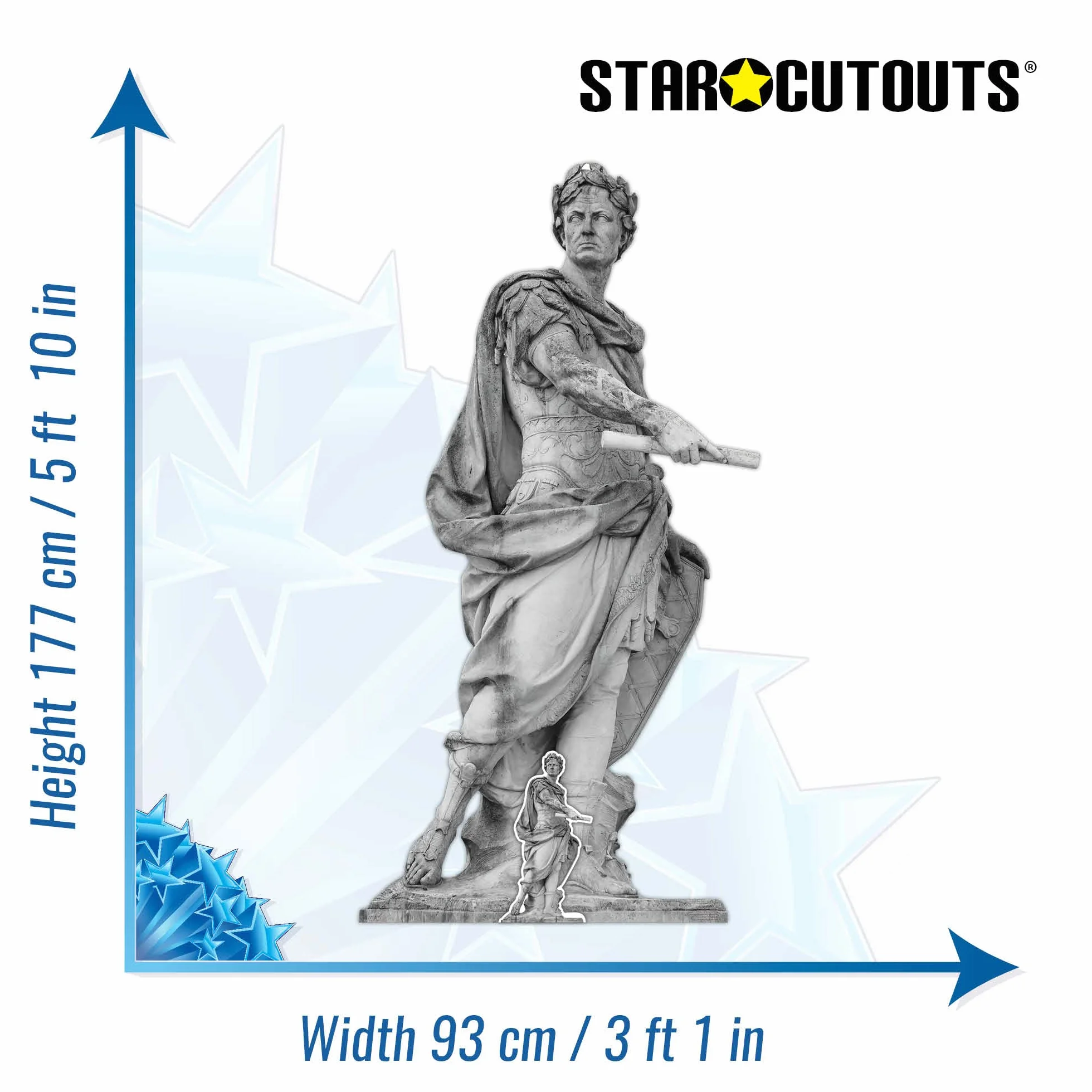 Statue Romaine Julius César Grand Carton découpé Rome SC4147