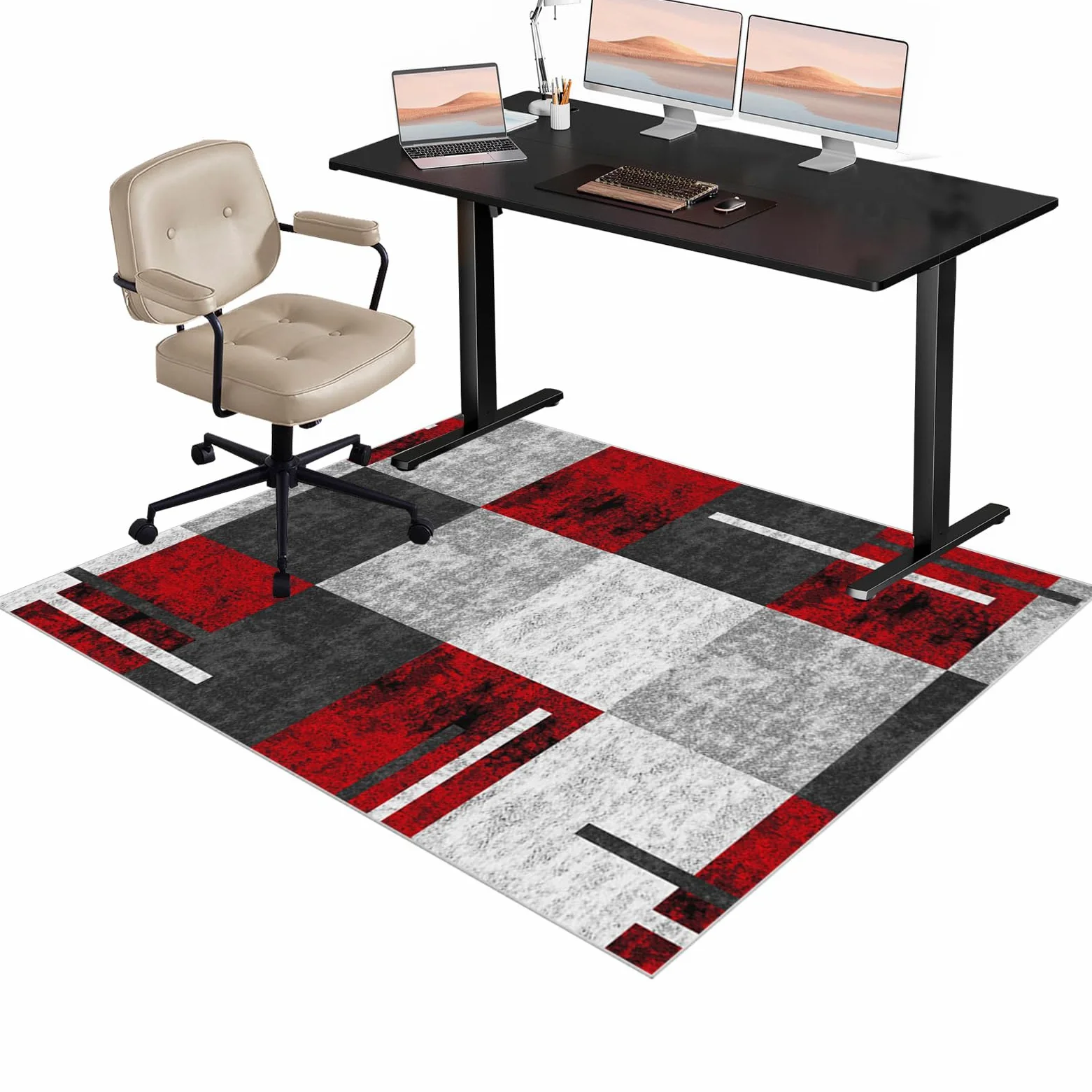 Tapis de Chaise de Bureau 120 x 140 cm Tapis de Sol Bureau pour Sol en Bois Dur, Tapis de Chaise Gaming Antidérapant, Tapis de Bureau pour Chaises Roulantes, Tapis protège-Sol pour Chaise de Bureau