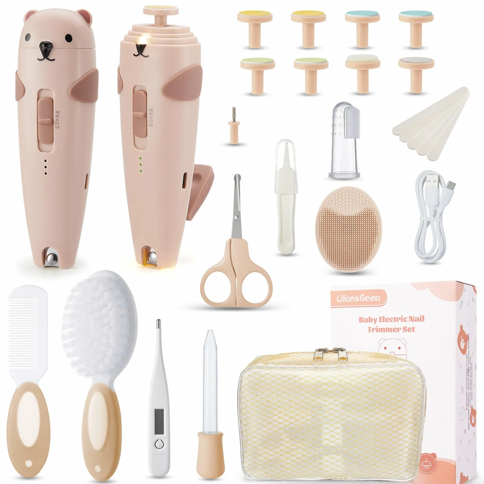 Lime à Ongle Électrique Bébé 28 en 1 Kit Coupe Ongle avec Lumière LED pour Nouveau-Nés, Nourrissons et Adultes