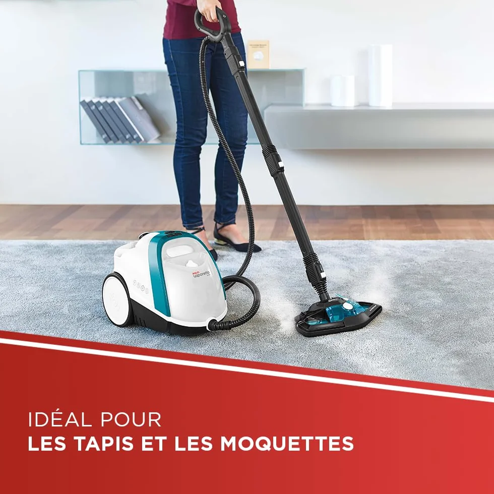 Polti Vaporetto Smart 100 T Nettoyeur Vapeur 4 Bars Autonomie Illimitée 9 Accessoires Blanc Turquoise