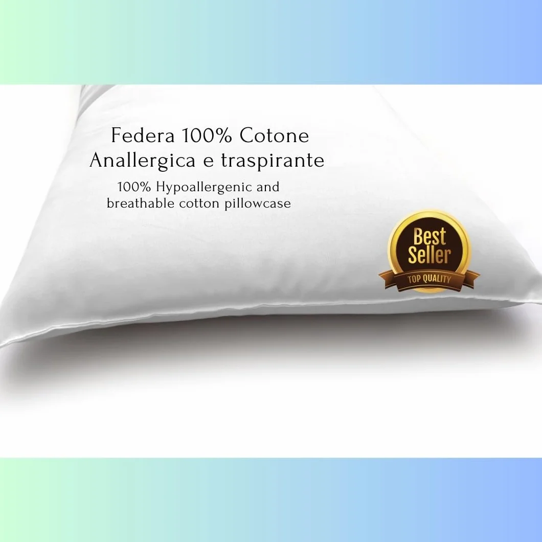Coussin 40 x 30 cm 100% Coton Hypoallergénique Blanc Lavable en Machine pour Enfant